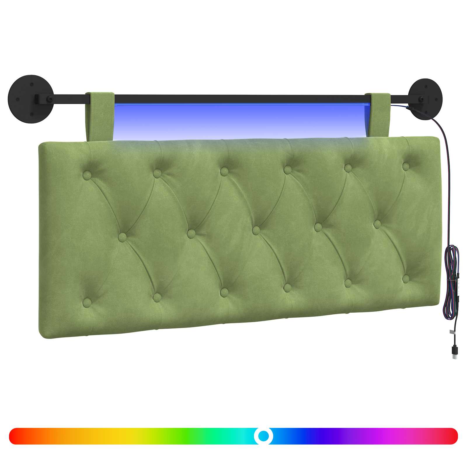 Tête de lit suspendue Avec lumière LED Vert clair Velours - XIOS