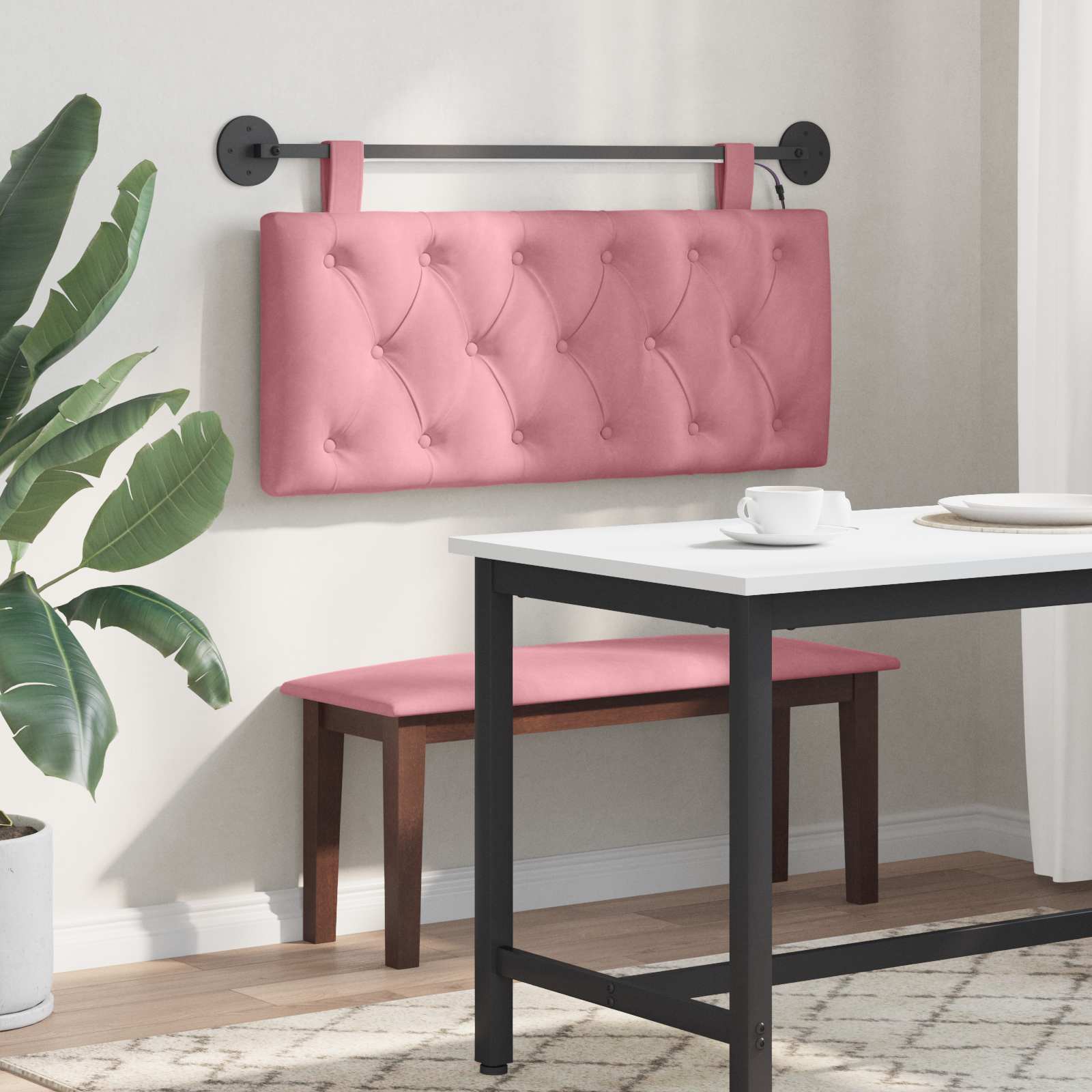 Tête de lit suspendue Avec lumière LED Rose Velours - XIOS