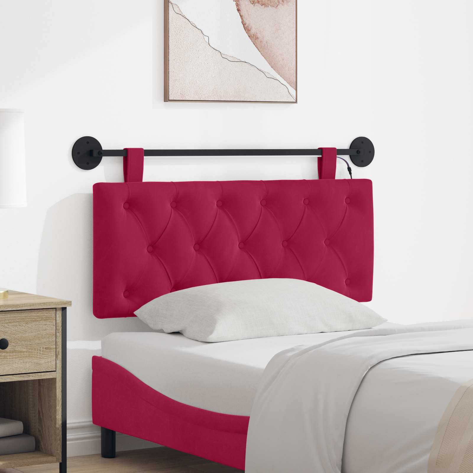 Tête de lit suspendue Avec lumière LED Bordeaux Velours - XIOS