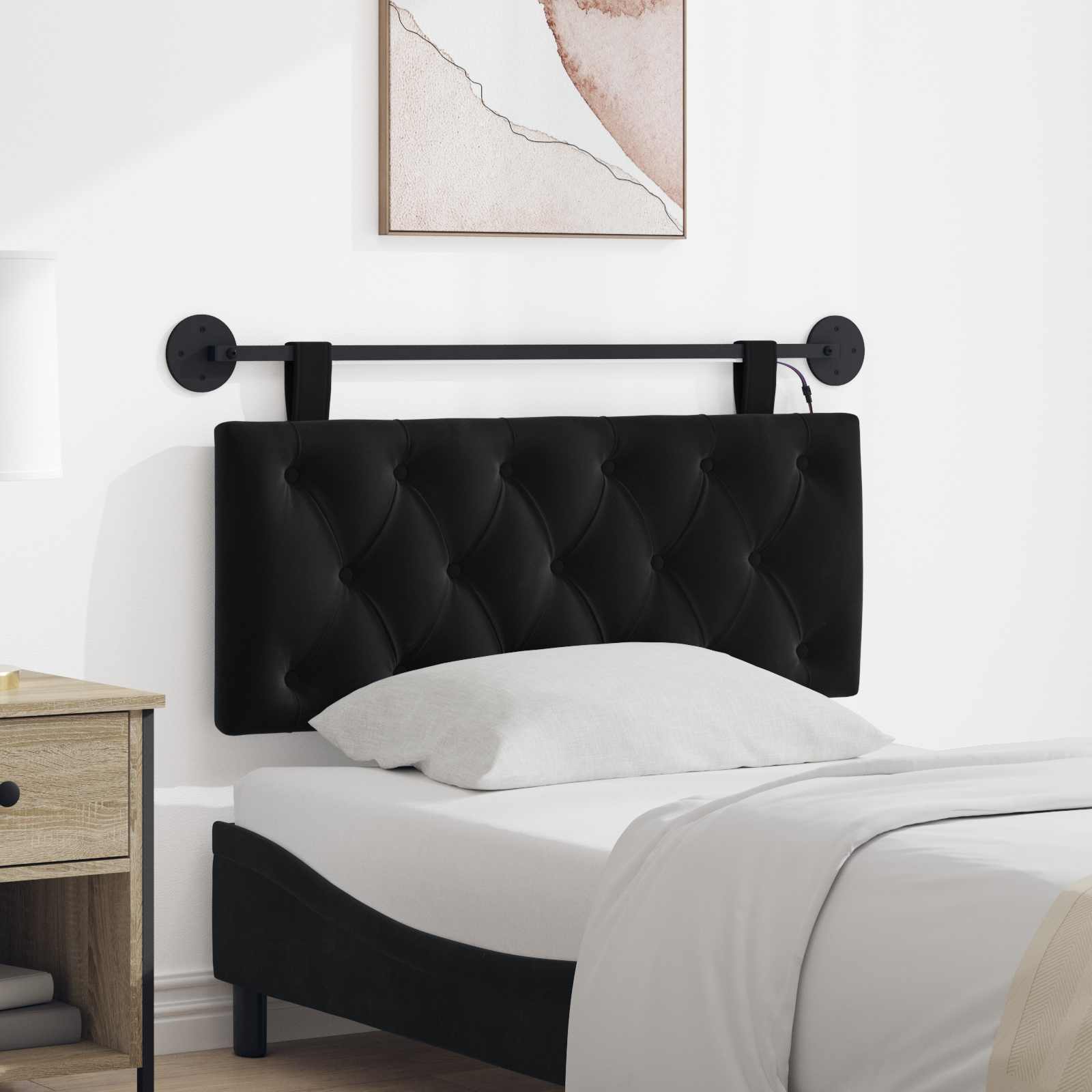 Tête de lit suspendue Avec lumière LED Noir Velours - XIOS