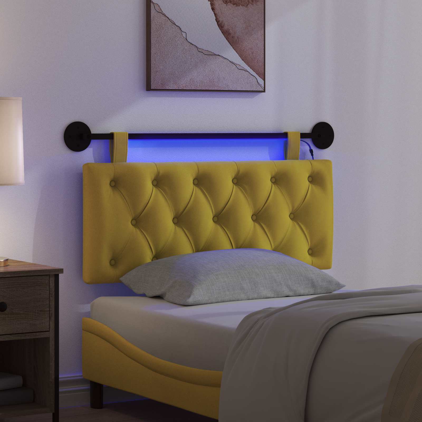Tête de lit suspendue Avec lumière LED Jaune Velours - XIOS