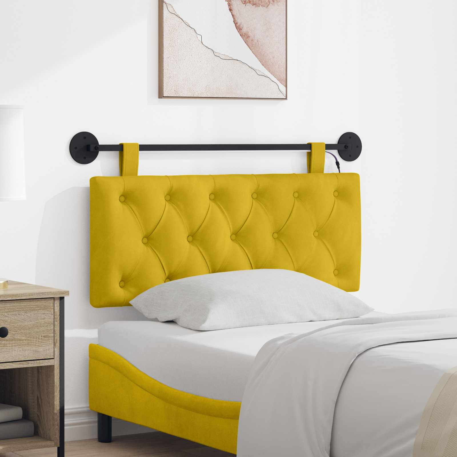 Tête de lit suspendue Avec lumière LED Jaune Velours - XIOS