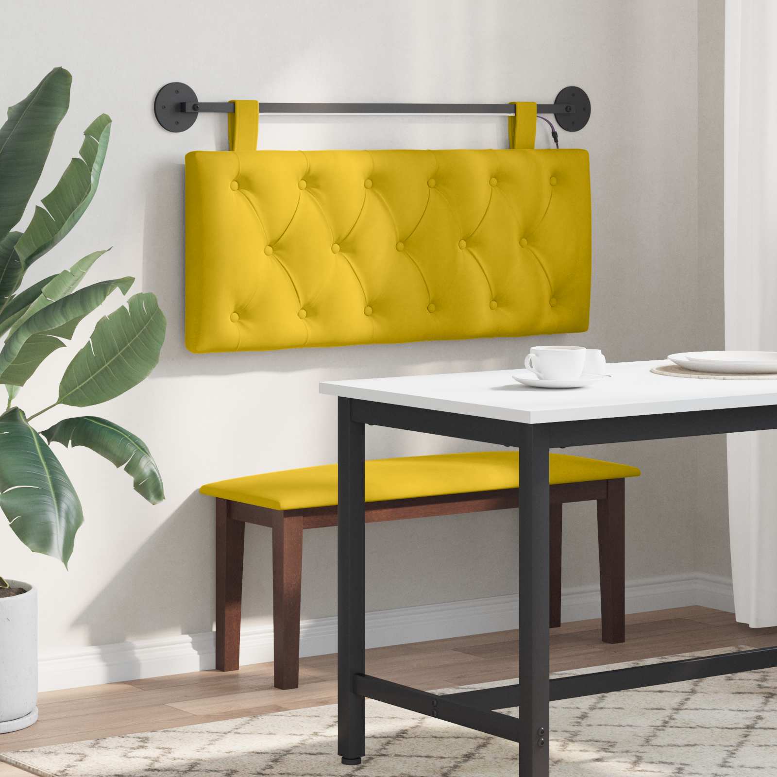 Tête de lit suspendue Avec lumière LED Jaune Velours - XIOS