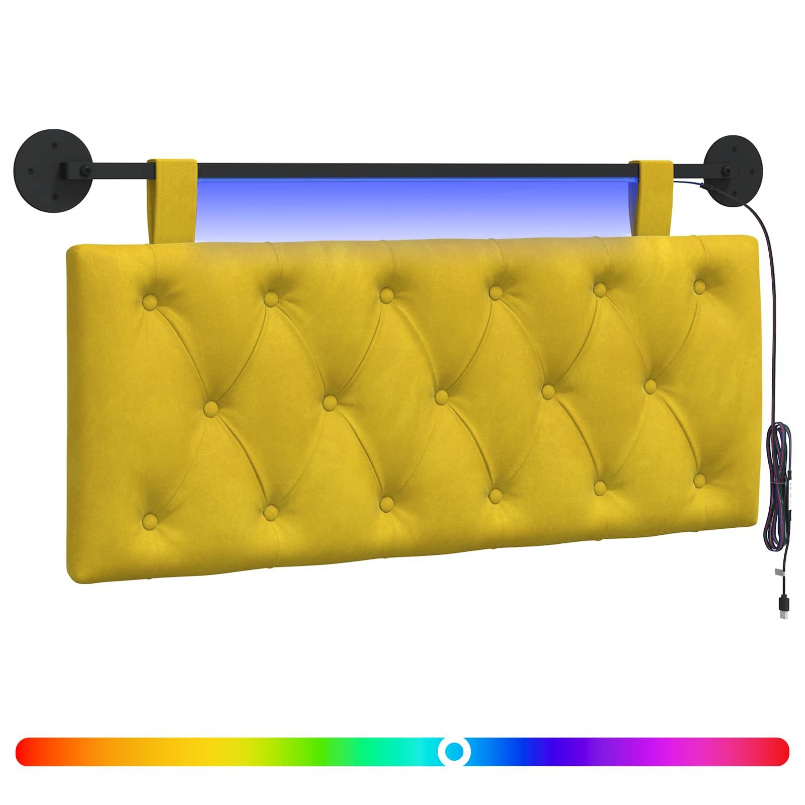 Tête de lit suspendue Avec lumière LED Jaune Velours - XIOS