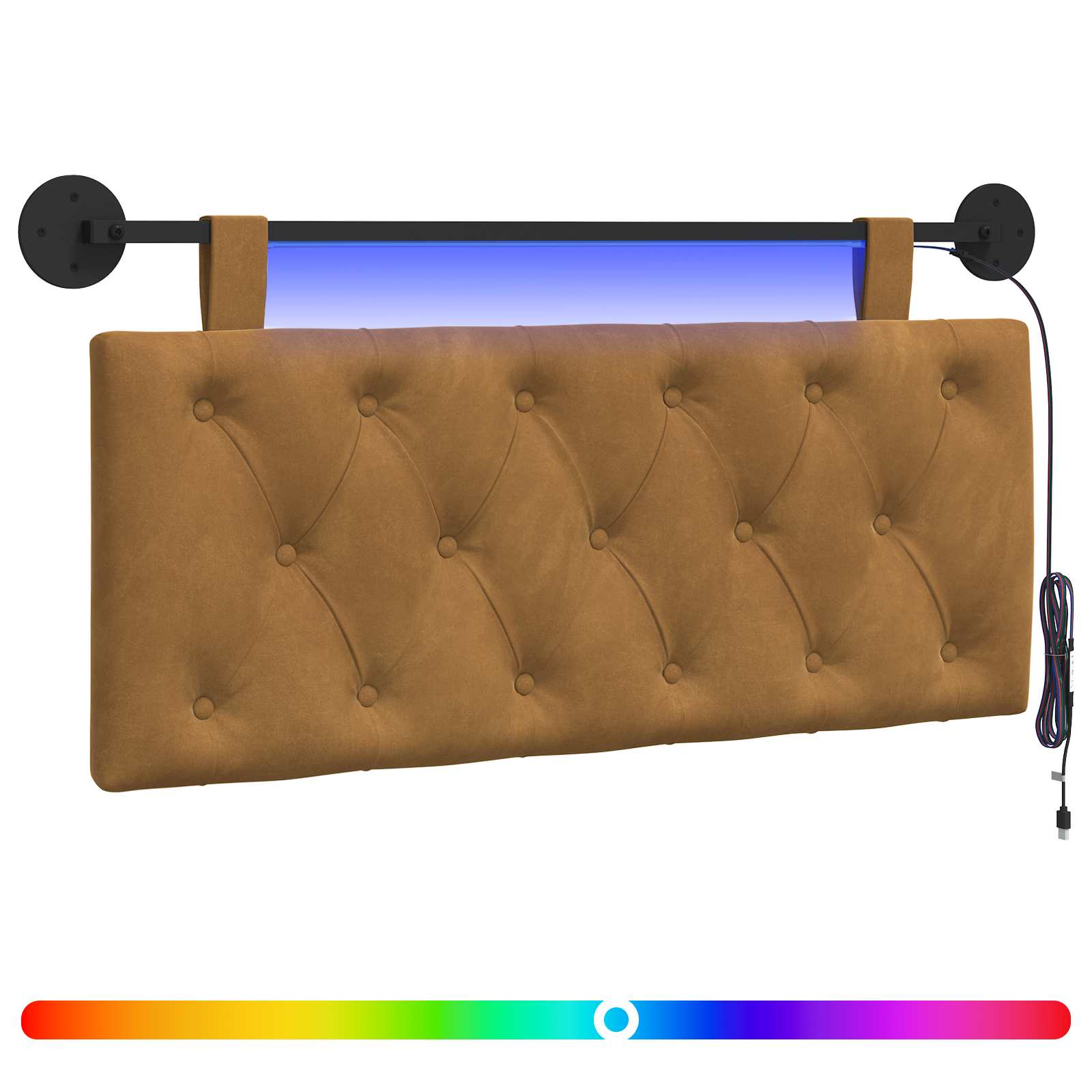 Tête de lit suspendue Avec lumière LED Marron Velours - XIOS