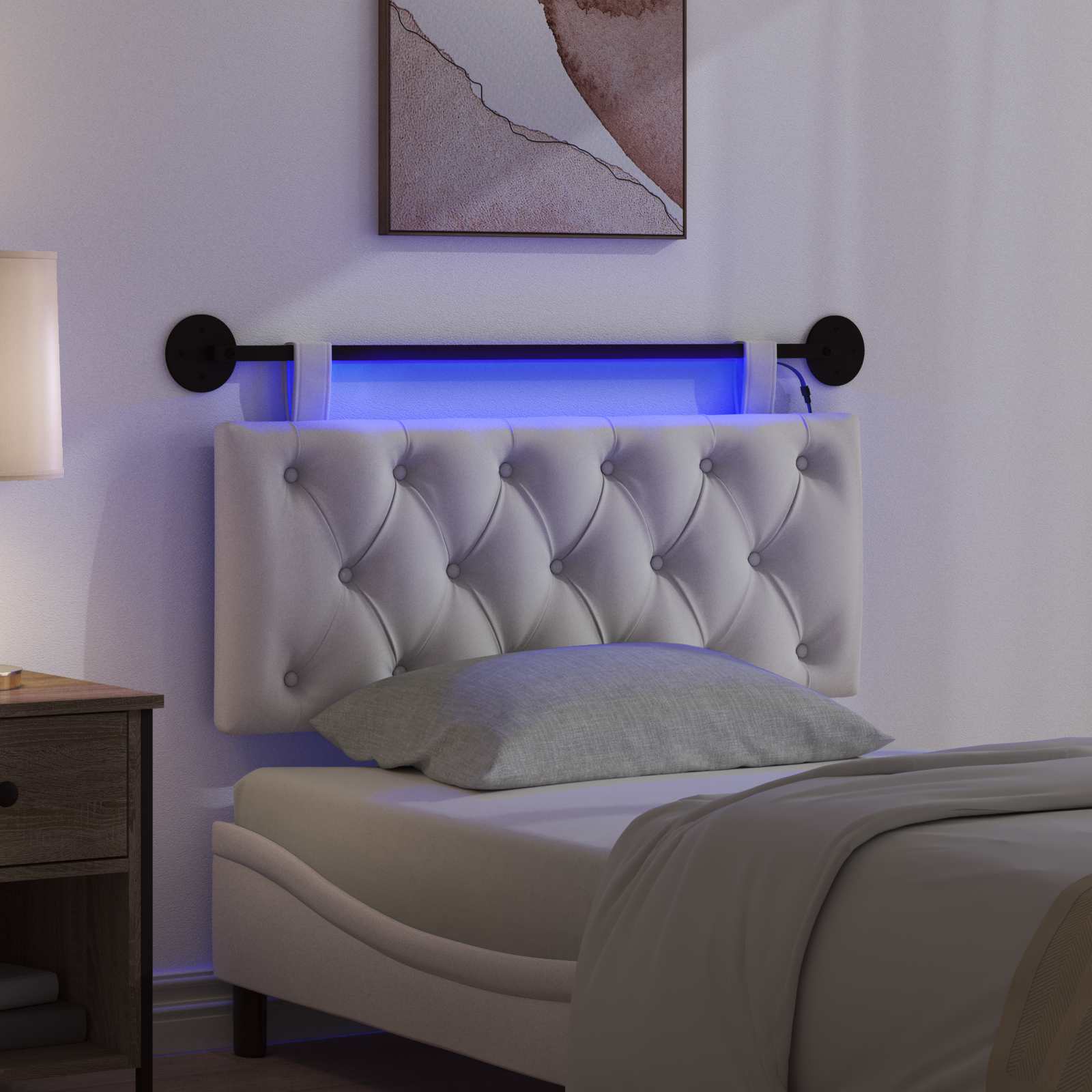 Tête de lit suspendue Avec lumière LED Crème Velours - XIOS