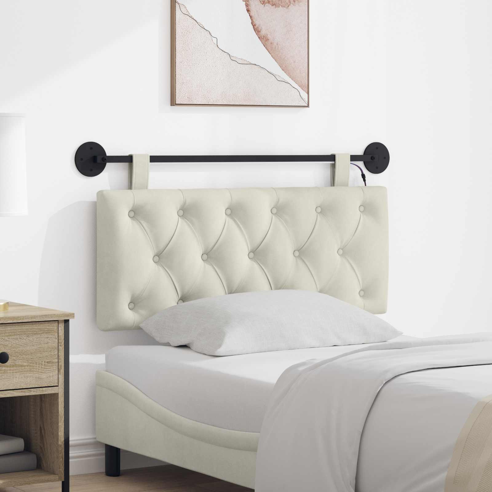Tête de lit suspendue Avec lumière LED Crème Velours - XIOS