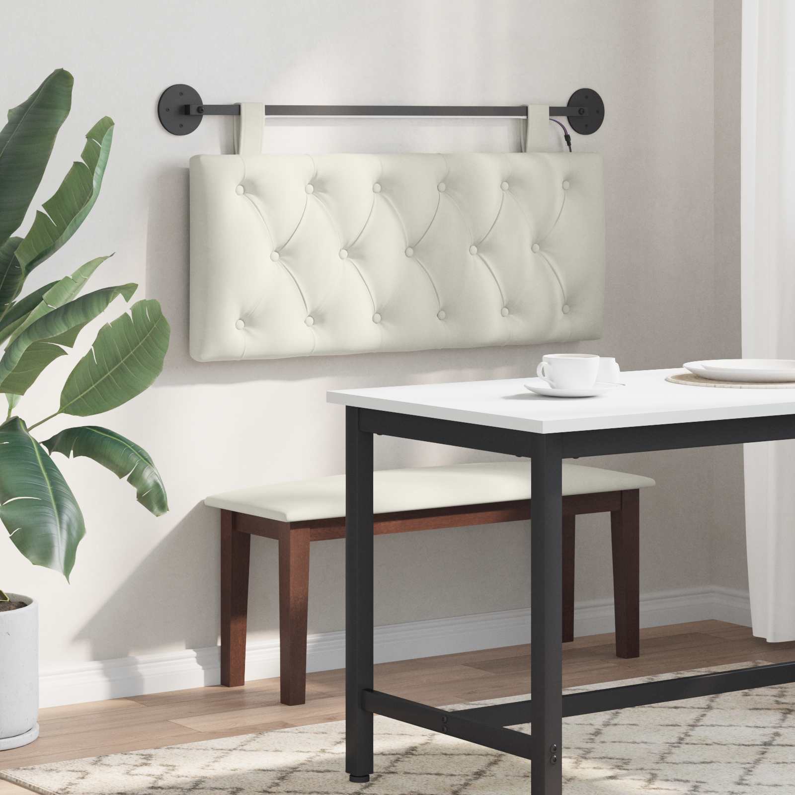 Tête de lit suspendue Avec lumière LED Crème Velours - XIOS