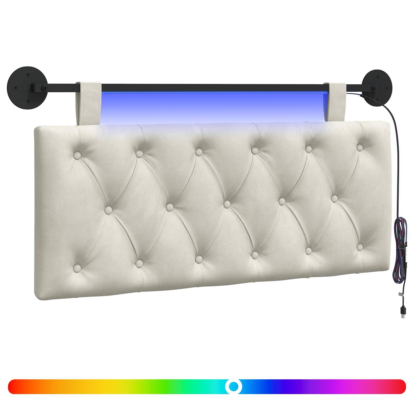 Tête de lit suspendue Avec lumière LED Crème Velours - XIOS