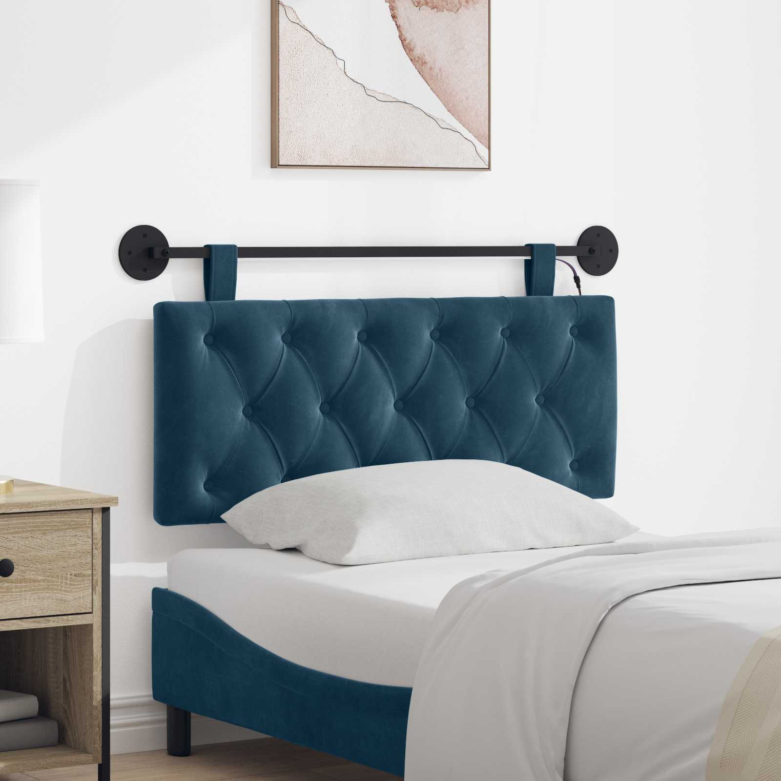 Tête de lit suspendue Avec lumière LED Bleu Velours - XIOS