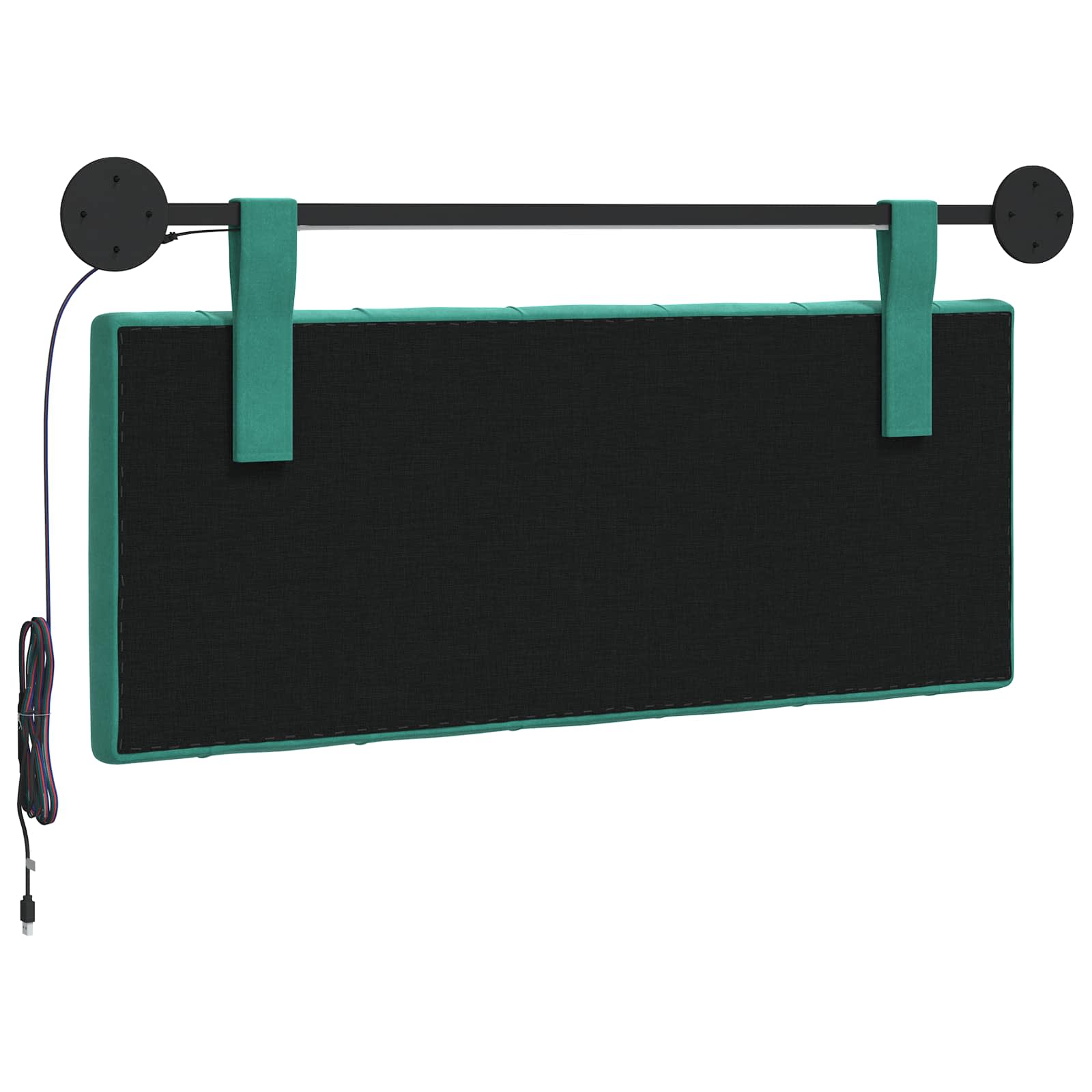 Tête de lit suspendue Avec lumière LED Turquoise Velours - XIOS