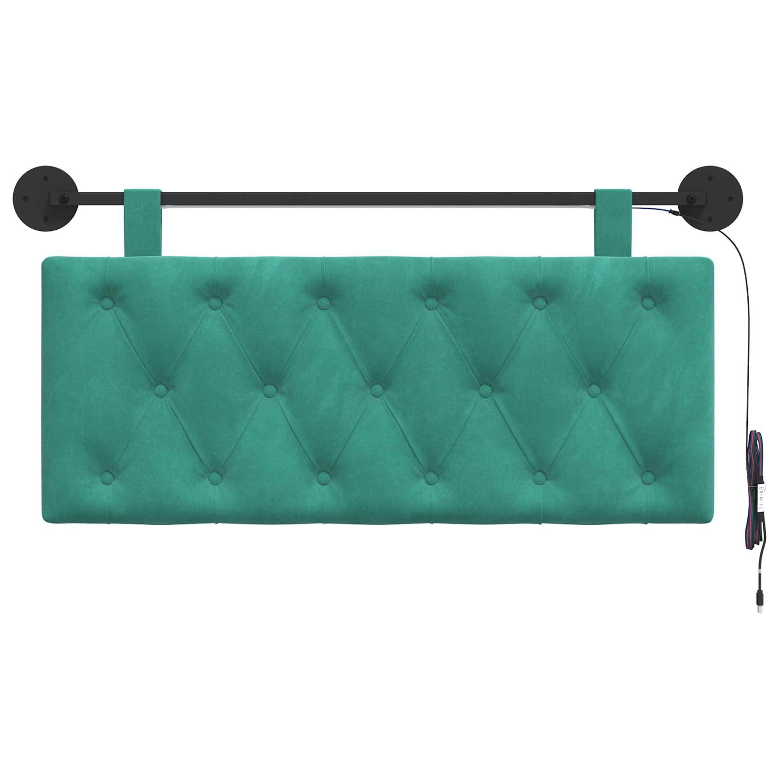 Tête de lit suspendue Avec lumière LED Turquoise Velours - XIOS