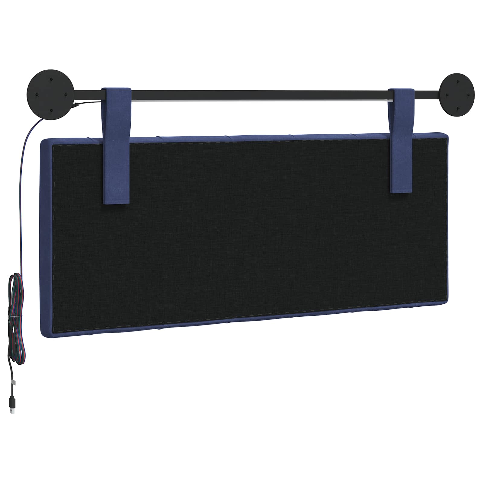 Tête de lit suspendue Avec lumière LED Bleu police Velours - XIOS