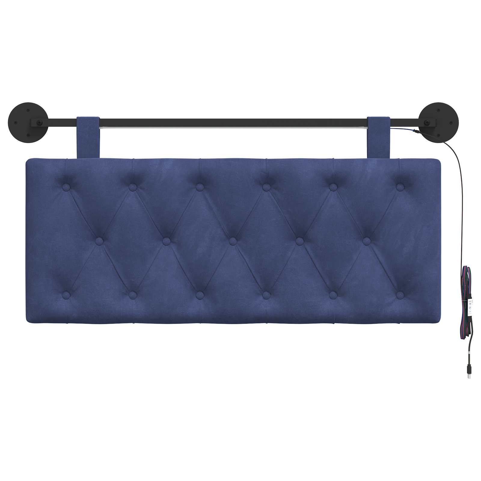 Tête de lit suspendue Avec lumière LED Bleu police Velours - XIOS