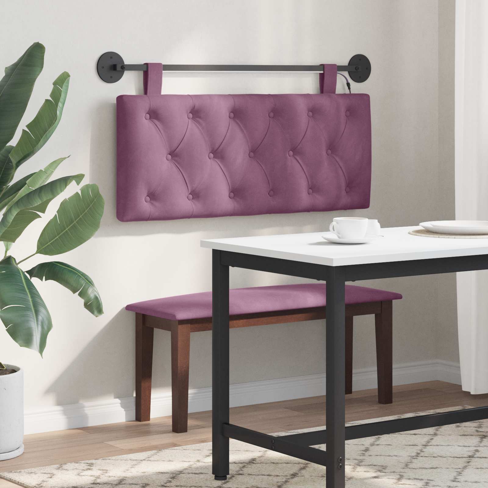 Tête de lit suspendue Avec lumière LED Pourpre Velours - XIOS