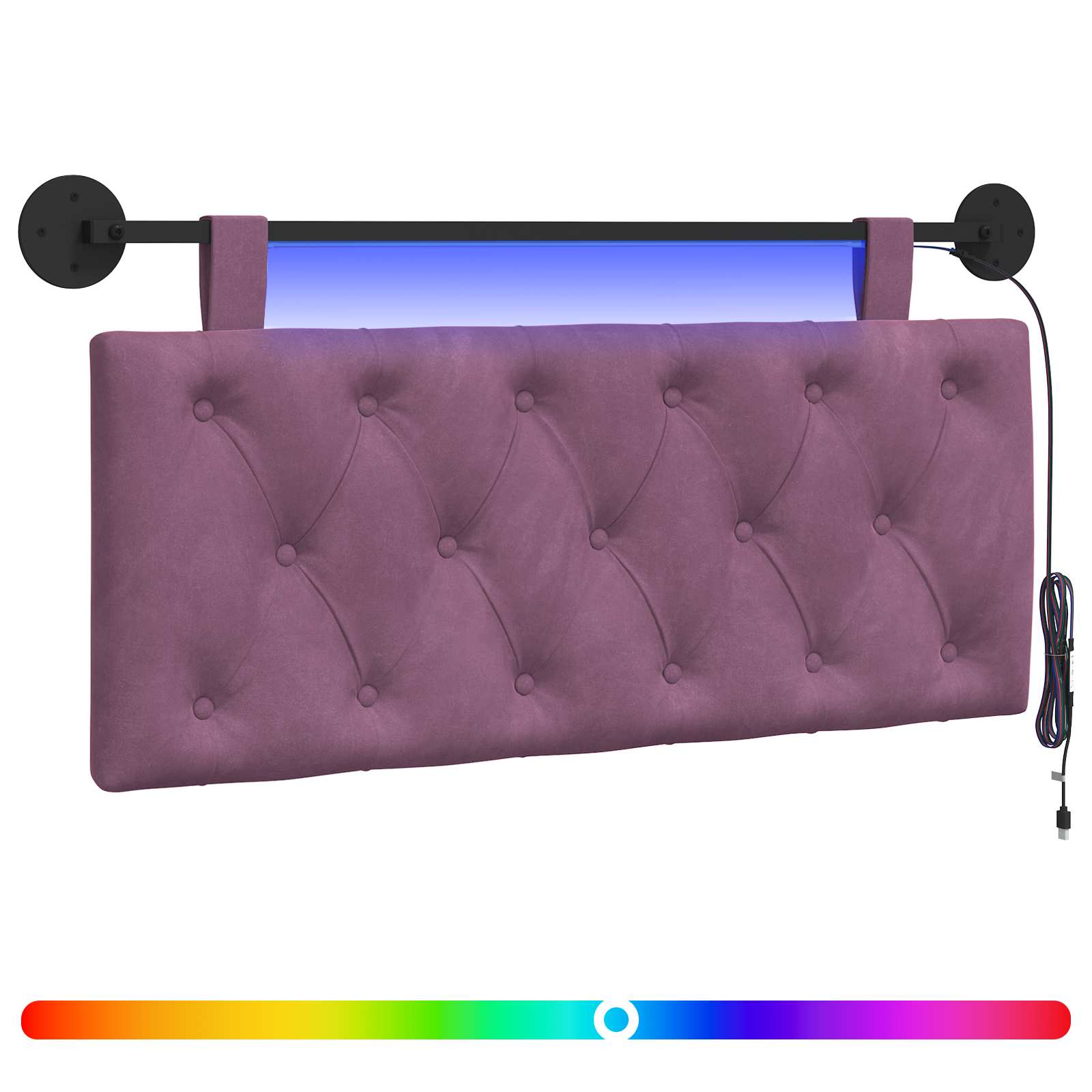 Tête de lit suspendue Avec lumière LED Pourpre Velours - XIOS