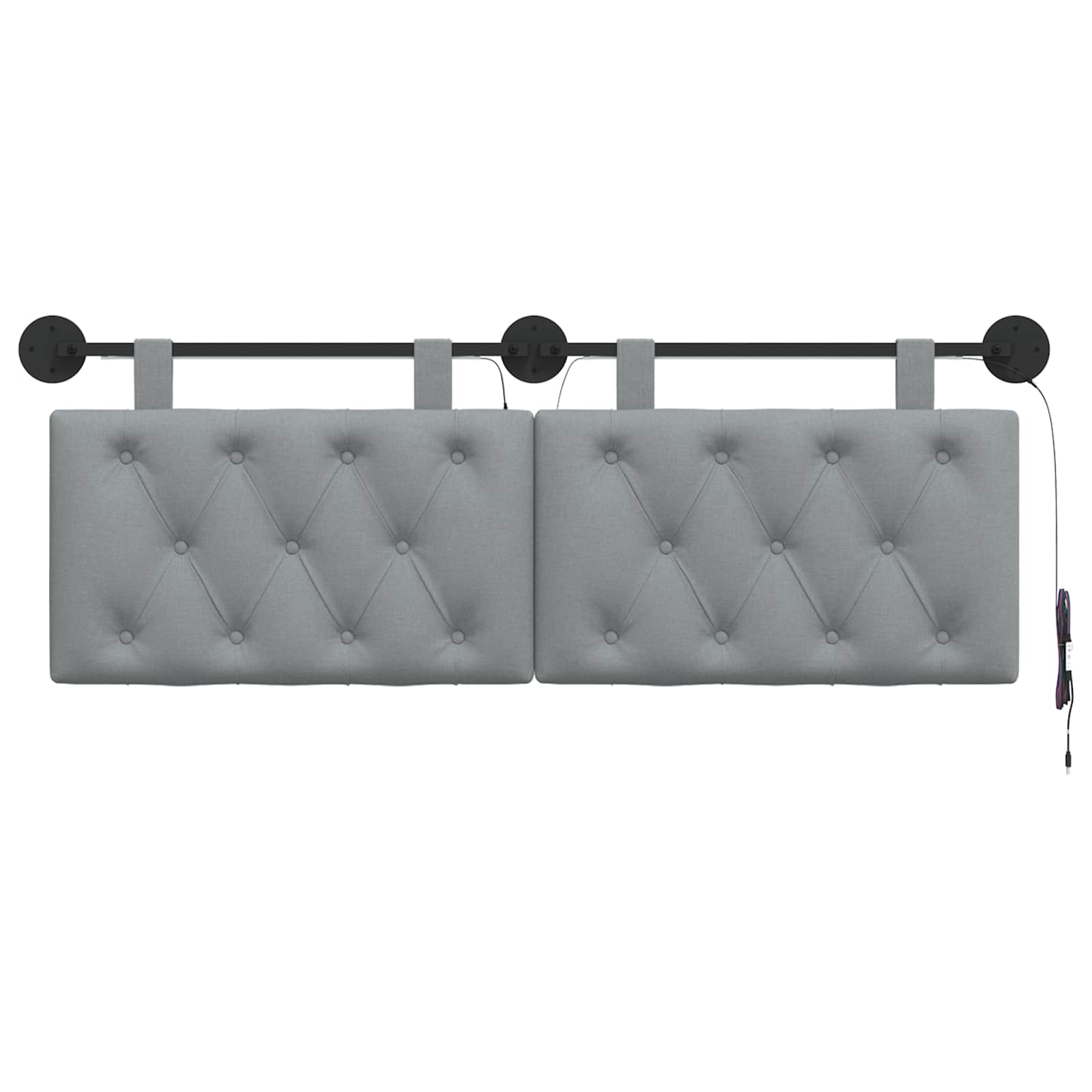 Tête de lit suspendue Avec lumière LED Gris clair Tissu - XIOS