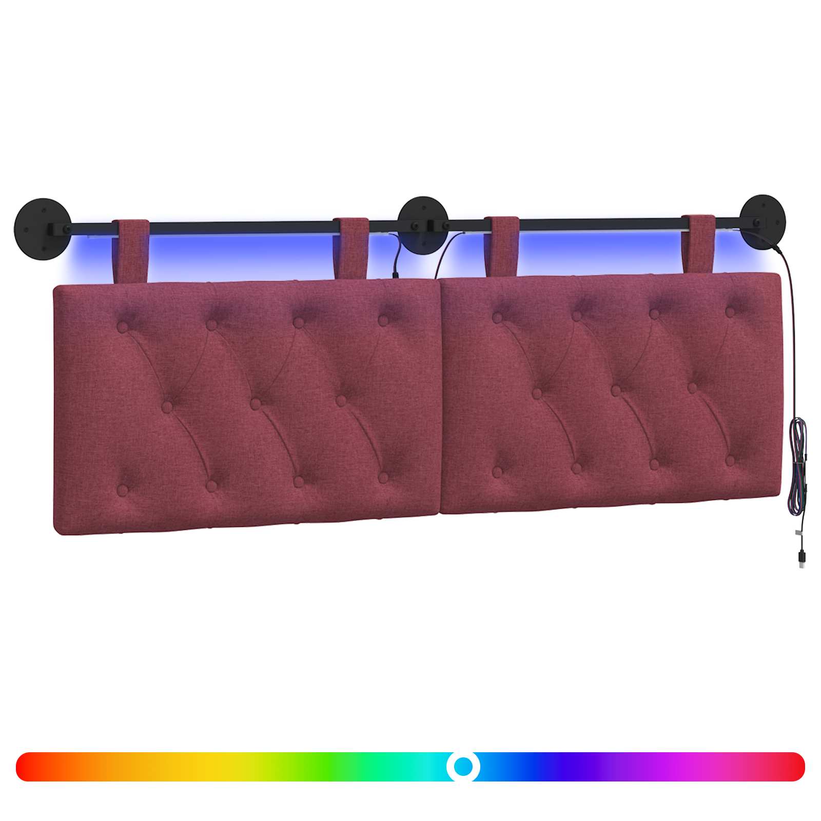 Tête de lit suspendue Avec lumière LED Bordeaux Tissu - XIOS
