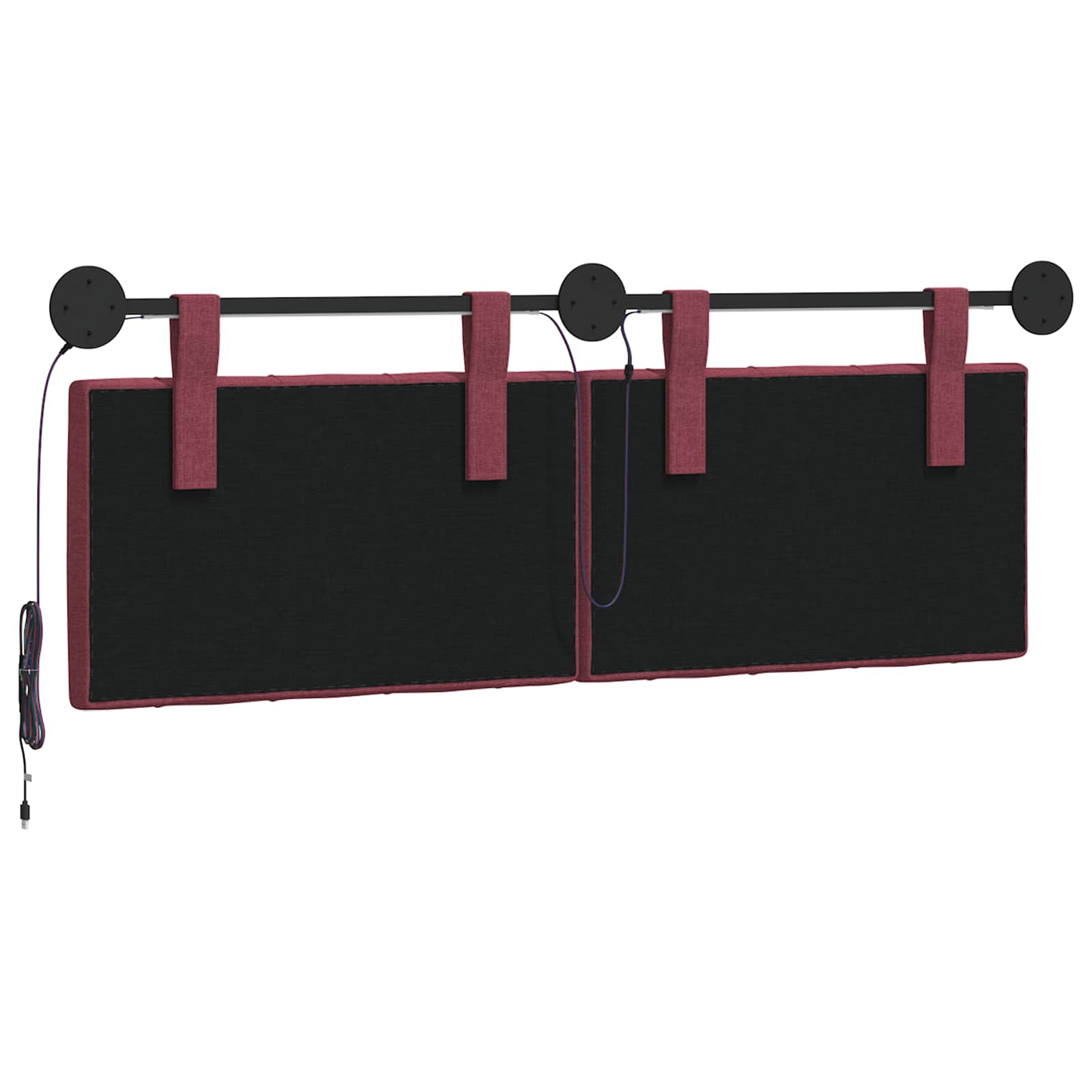 Tête de lit suspendue Avec lumière LED Bordeaux Tissu - XIOS