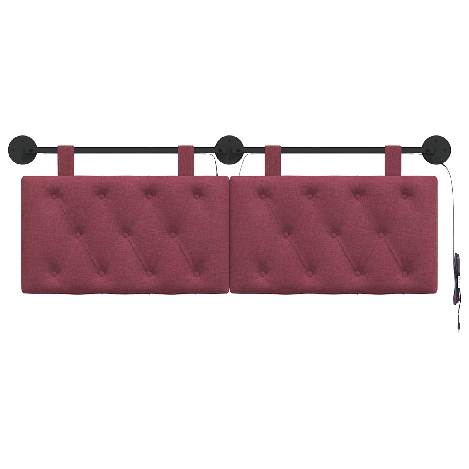 Tête de lit suspendue Avec lumière LED Bordeaux Tissu - XIOS