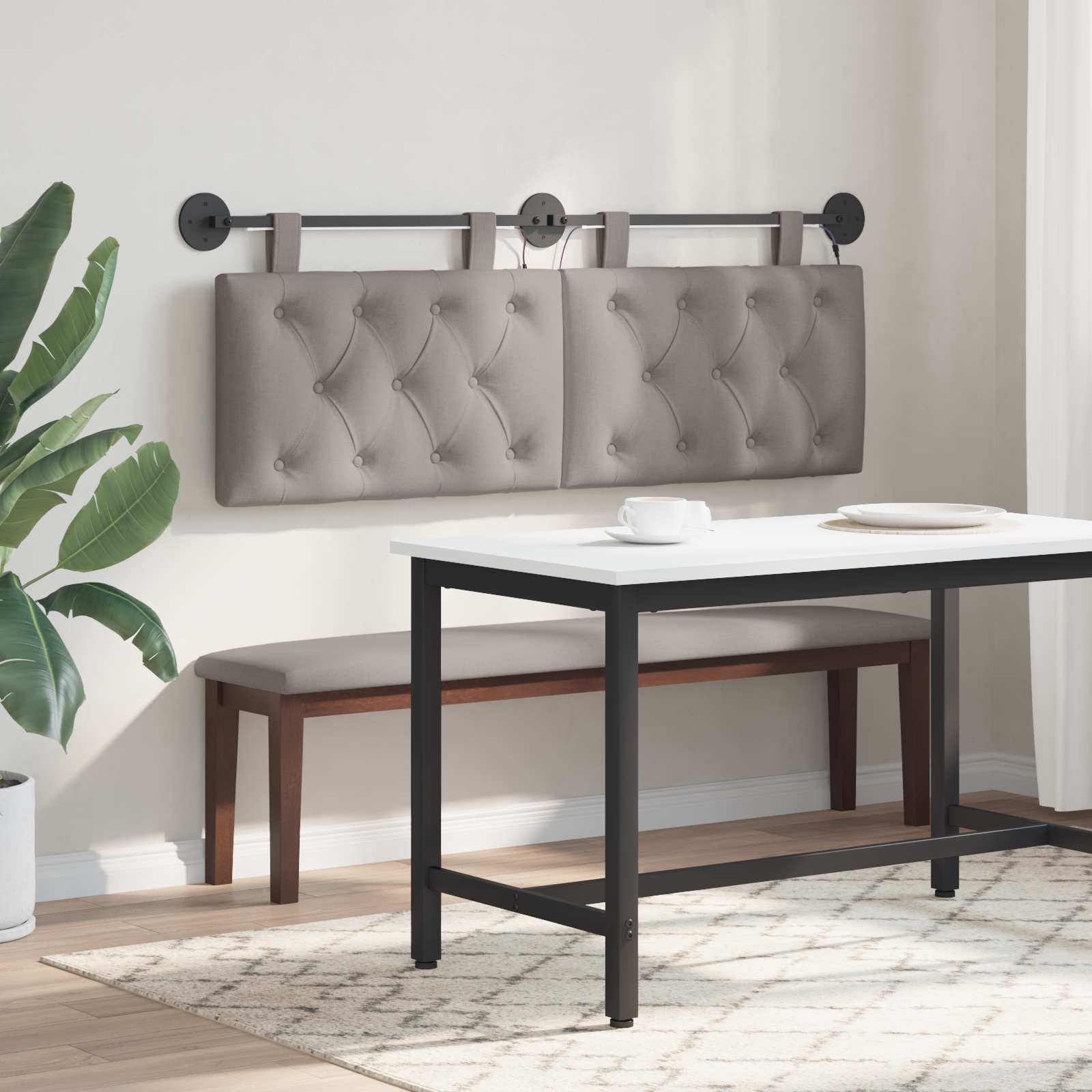 Tête de lit suspendue Avec lumière LED Taupe Tissu - XIOS