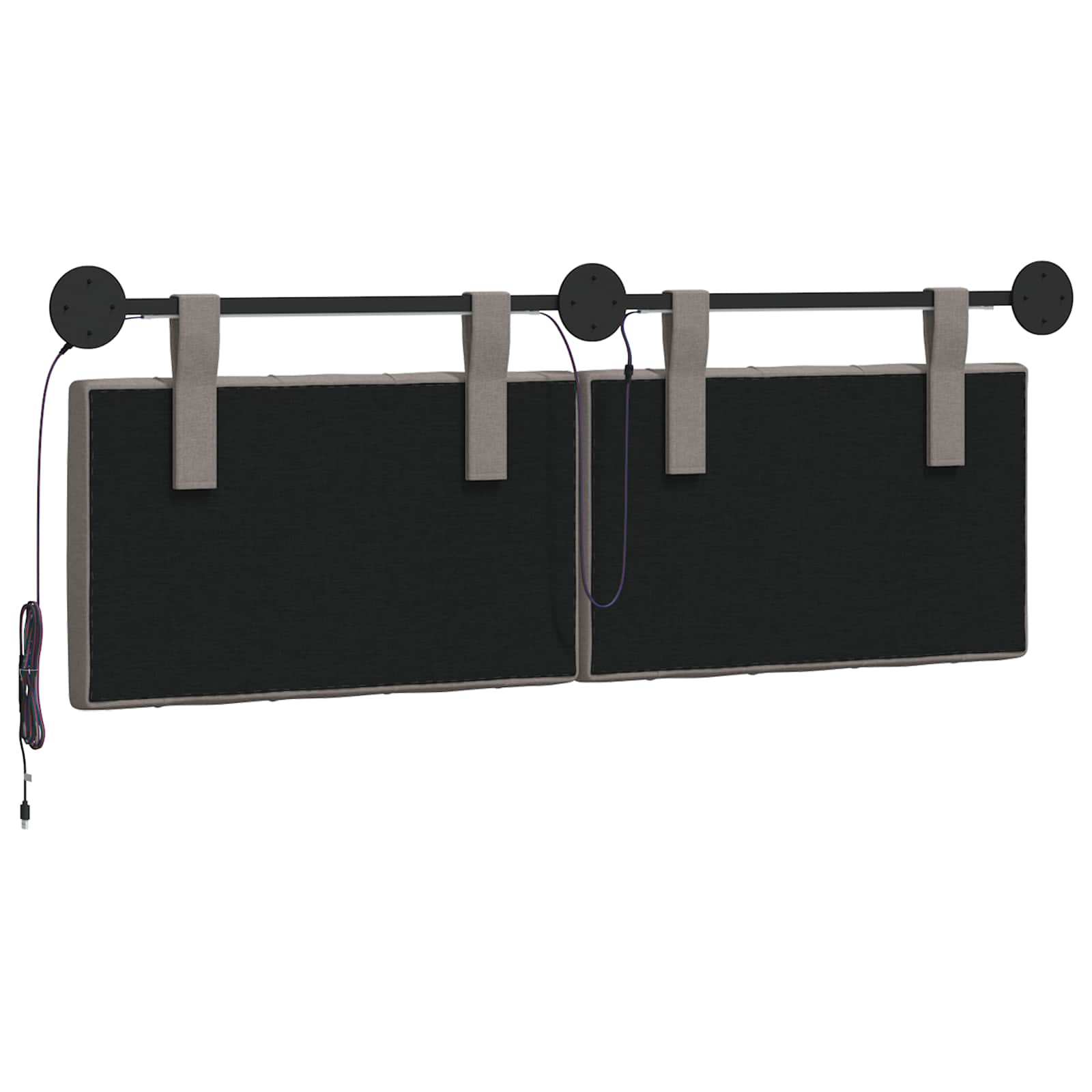 Tête de lit suspendue Avec lumière LED Taupe Tissu - XIOS