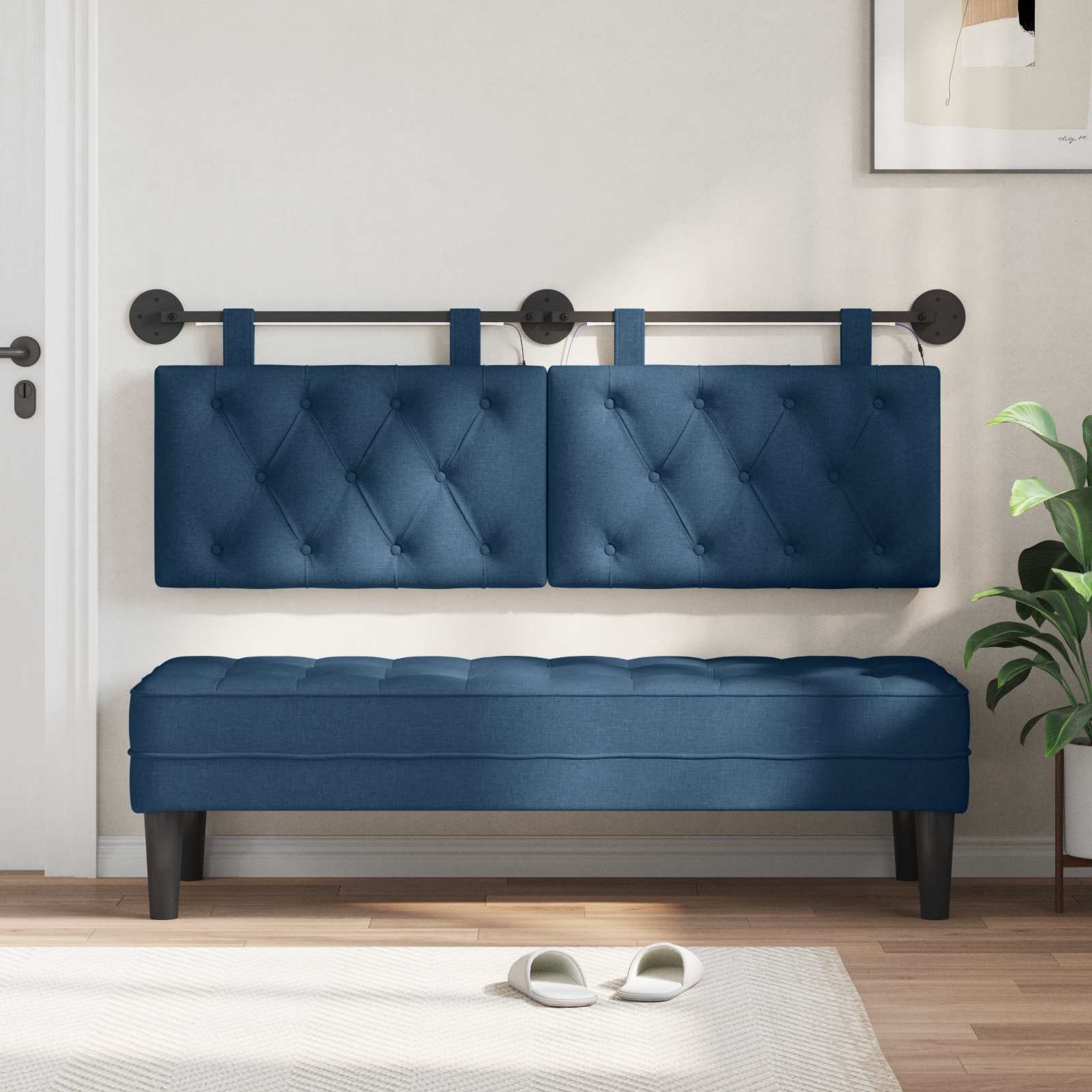 Tête de lit suspendue Avec lumière LED Bleu Tissu - XIOS