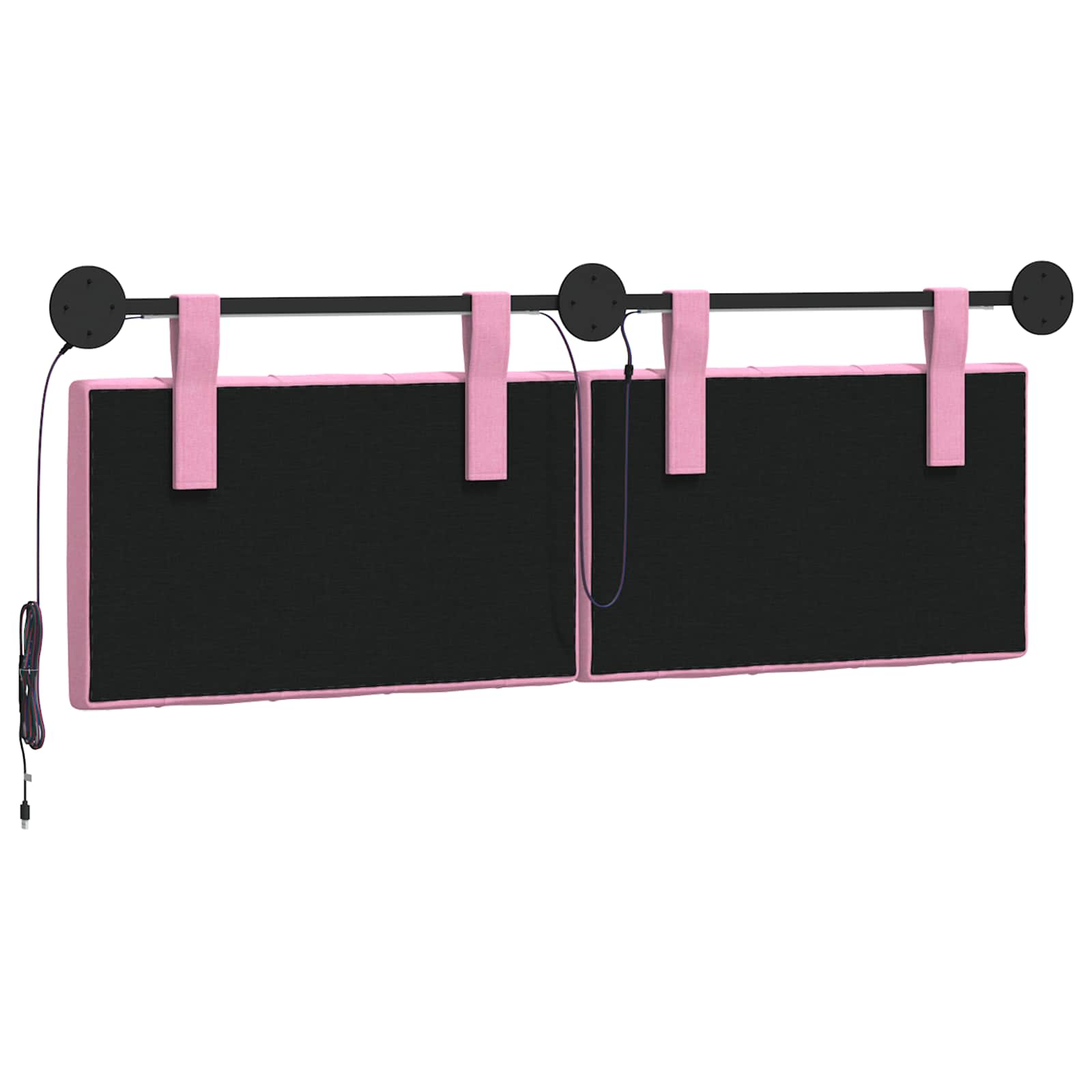 Tête de lit suspendue Avec lumière LED Rose Tissu - XIOS