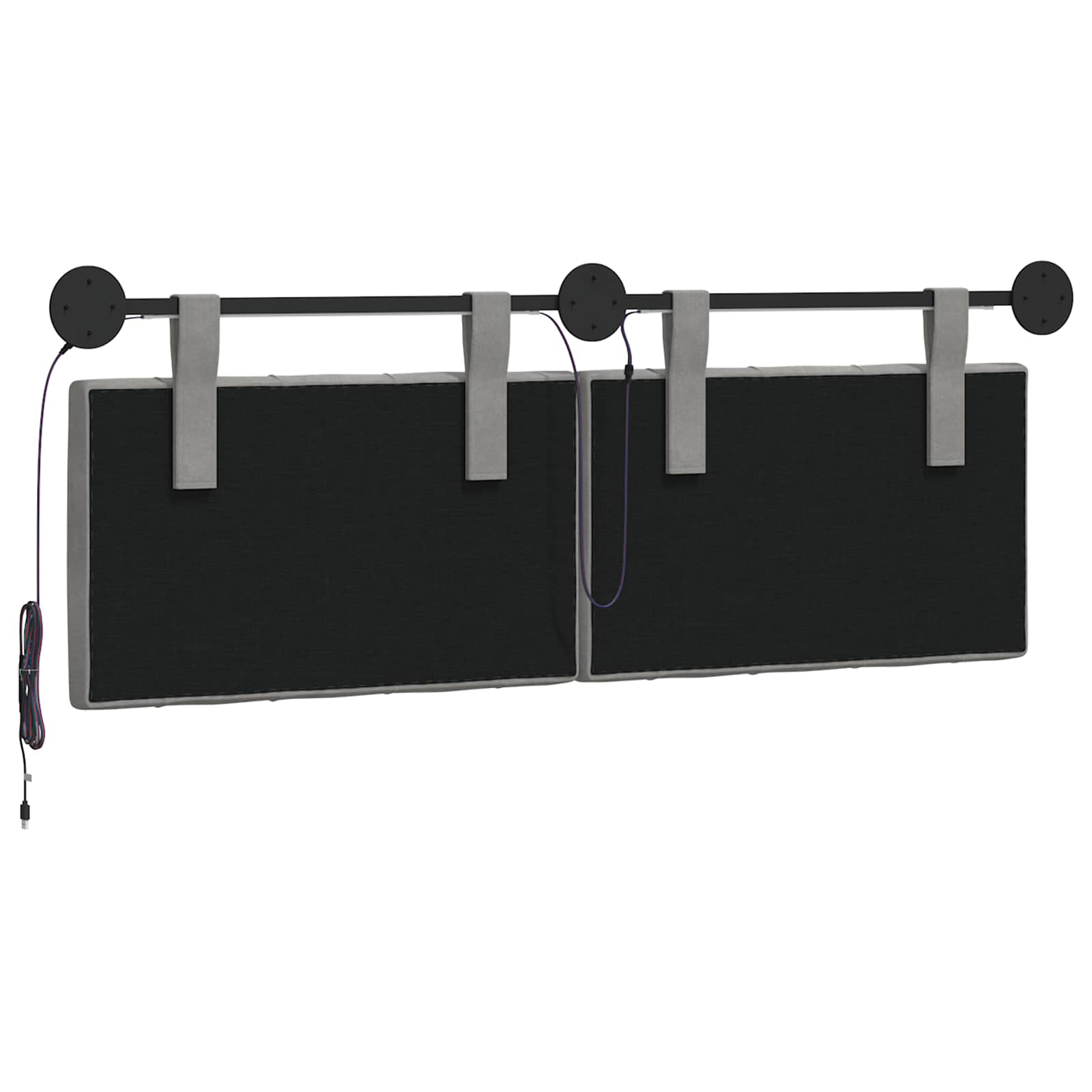 Tête de lit suspendue Avec lumière LED Gris clair Velours - XIOS