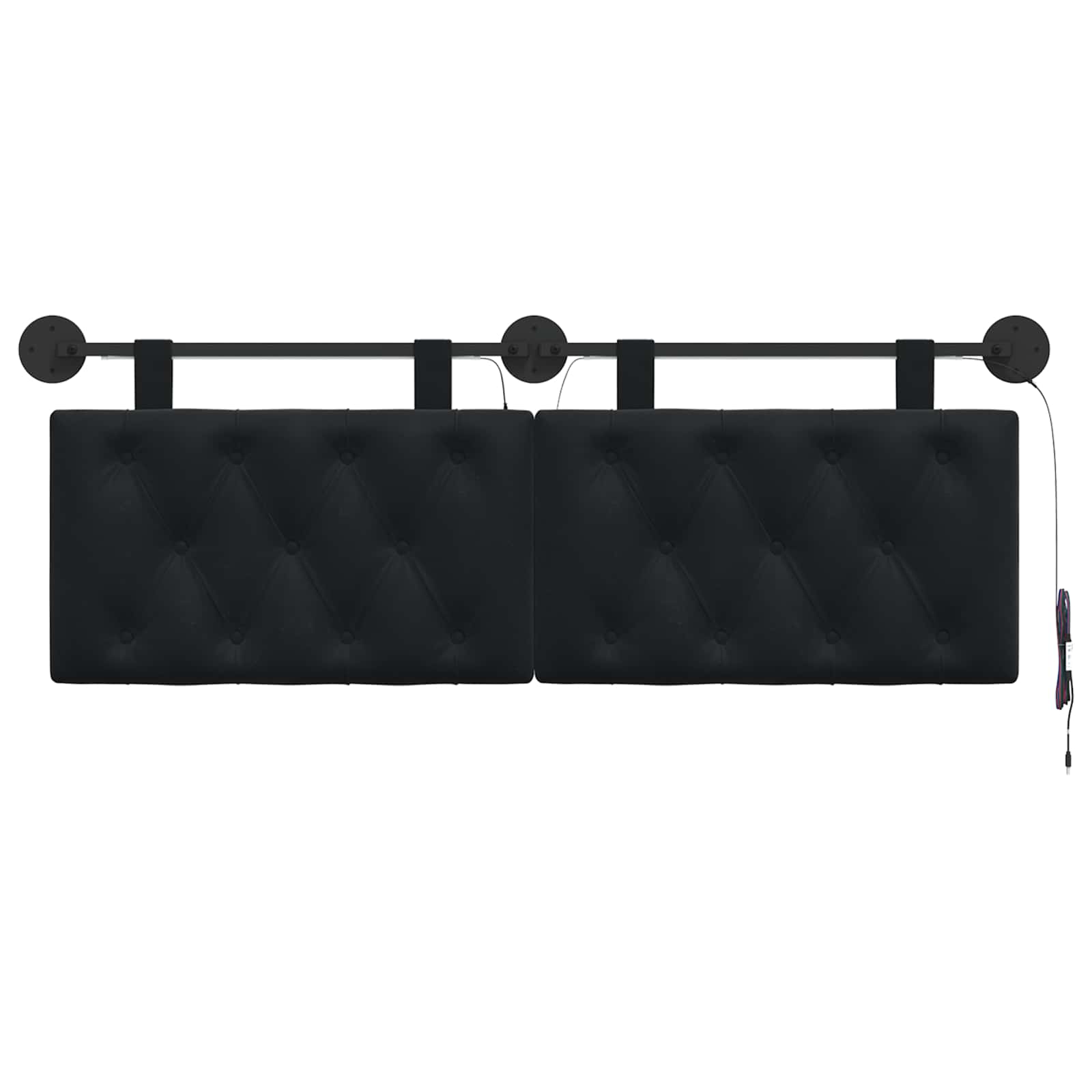 Tête de lit suspendue Avec lumière LED Noir Velours - XIOS