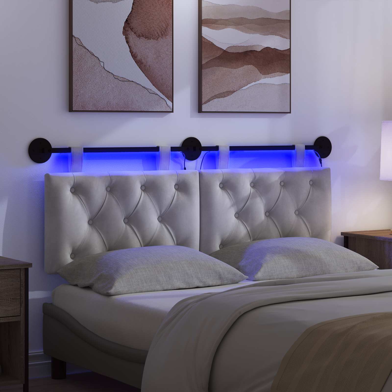 Tête de lit suspendue Avec lumière LED Crème Velours - XIOS