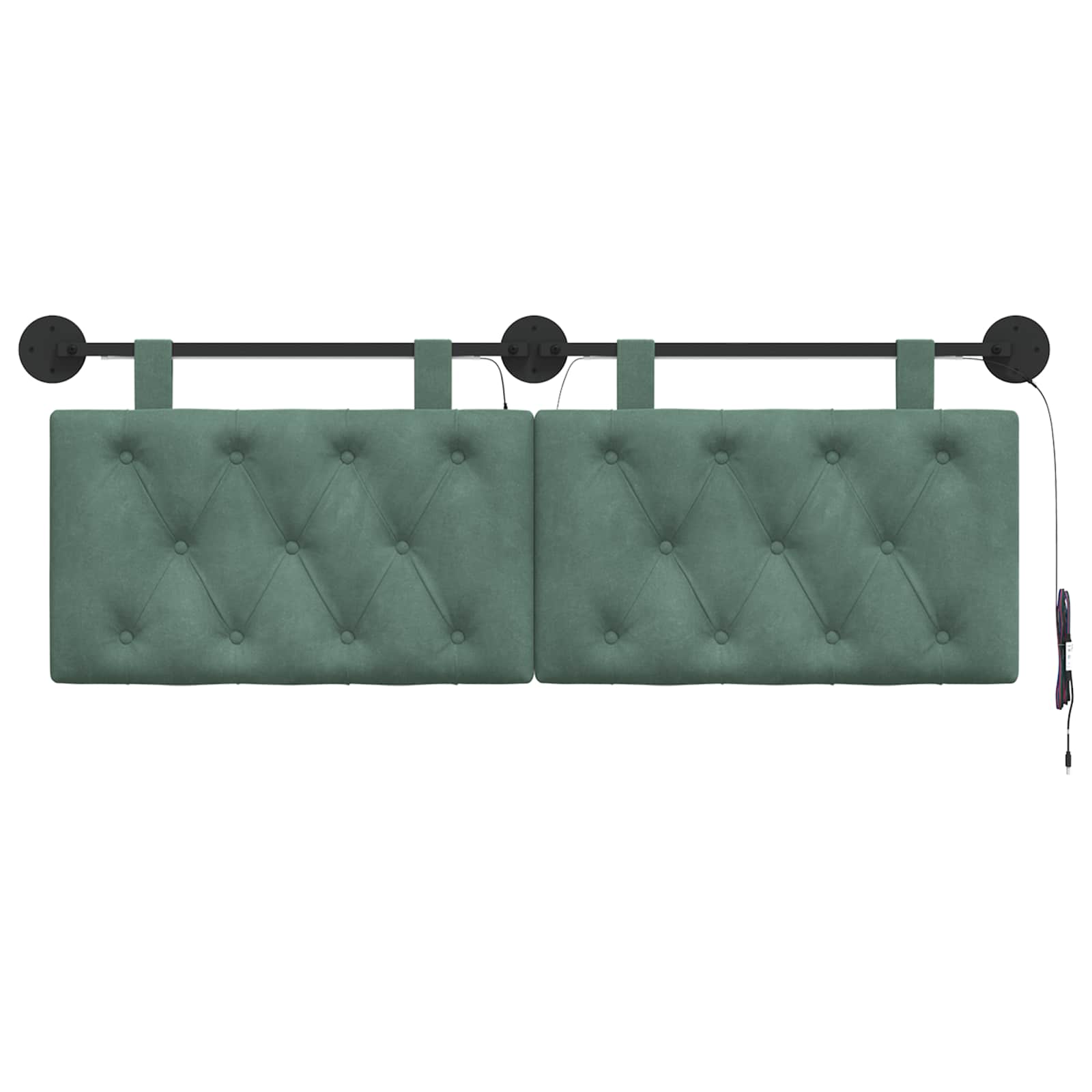 Tête de lit suspendue Avec lumière LED Vert Mer Velours - XIOS