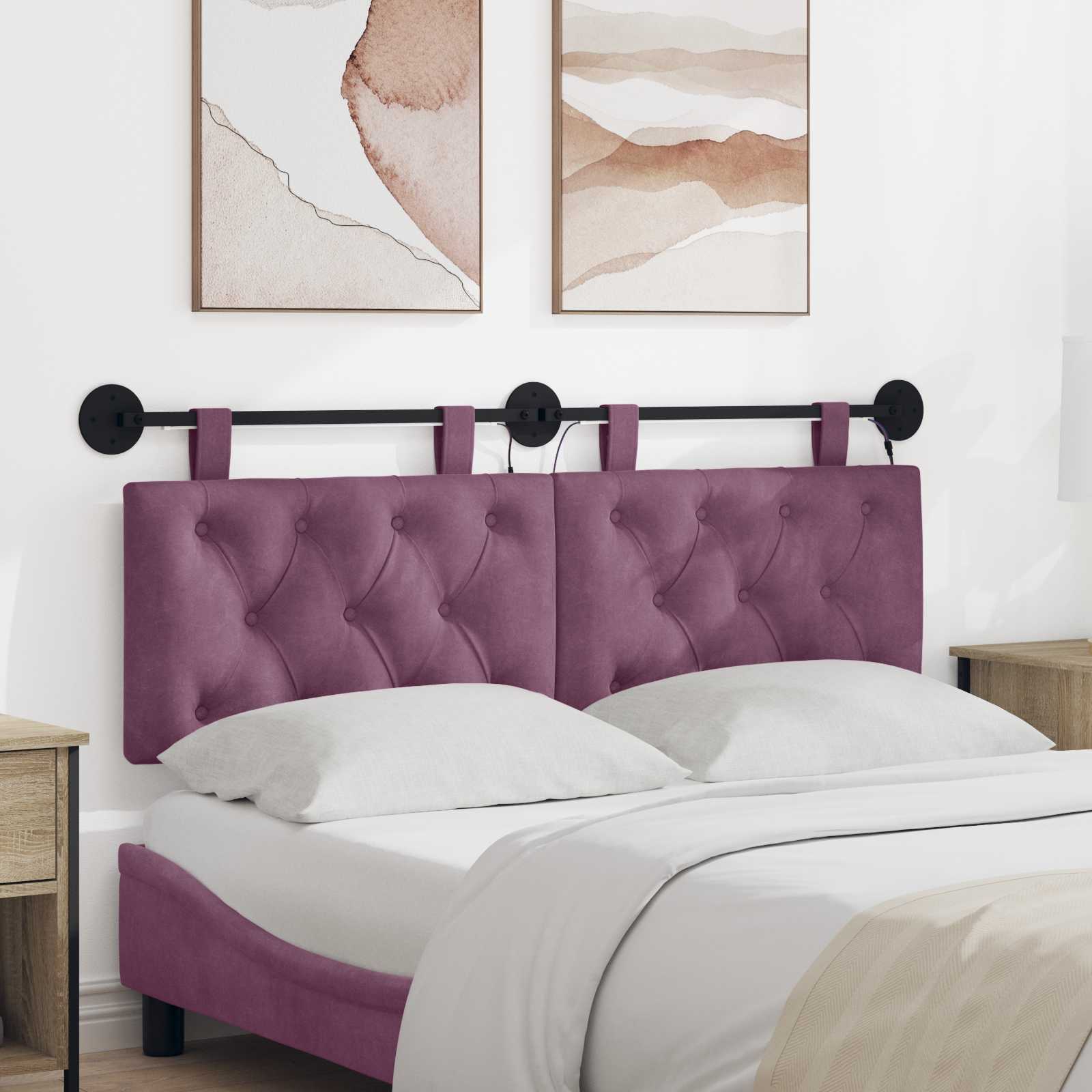 Tête de lit suspendue Avec lumière LED Pourpre Velours - XIOS
