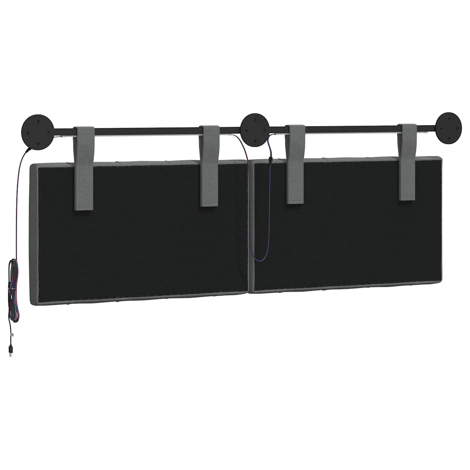 Tête de lit suspendue Avec lumière LED Gris foncé Tissu - XIOS