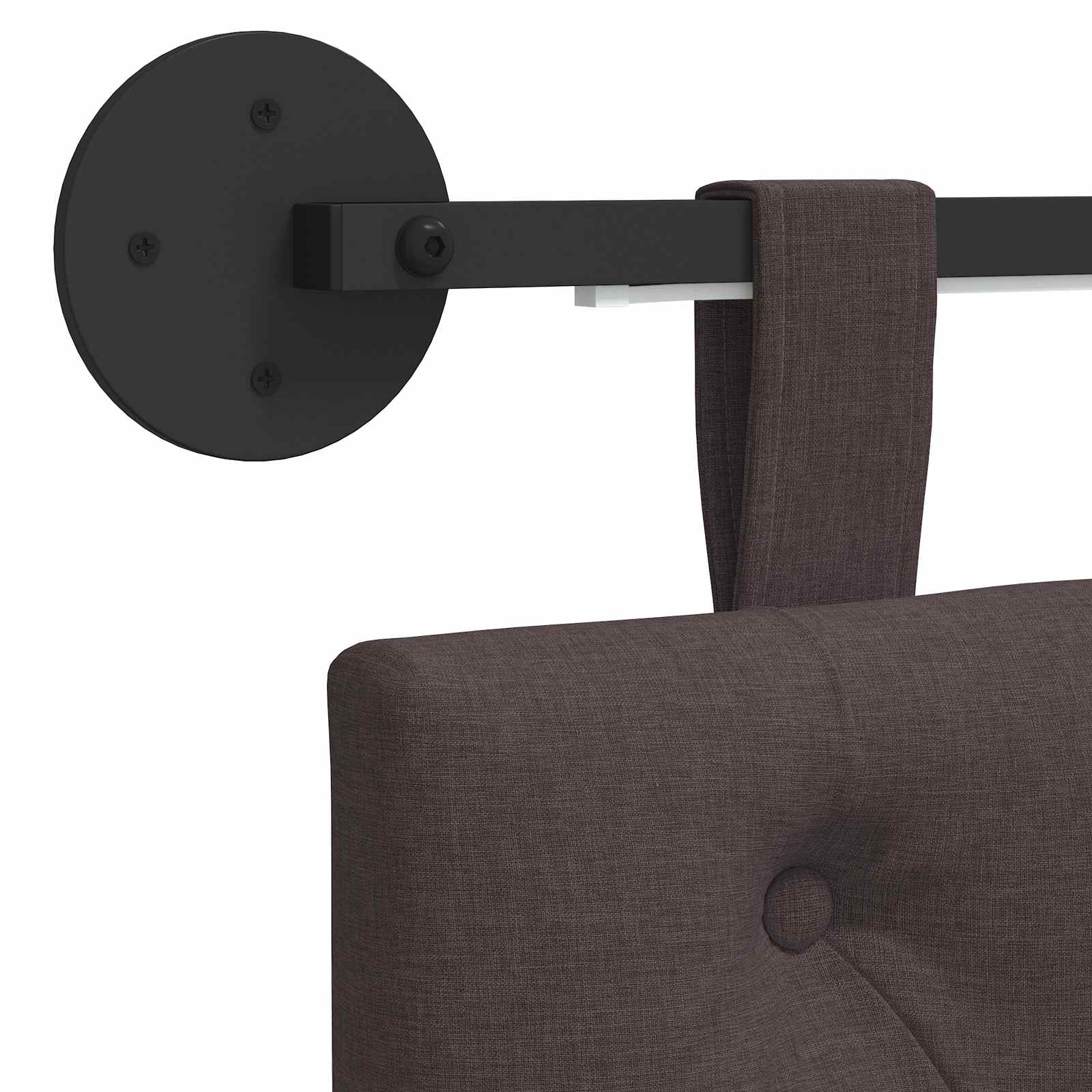 Tête de lit suspendue Avec lumière LED Marron foncé Tissu - XIOS