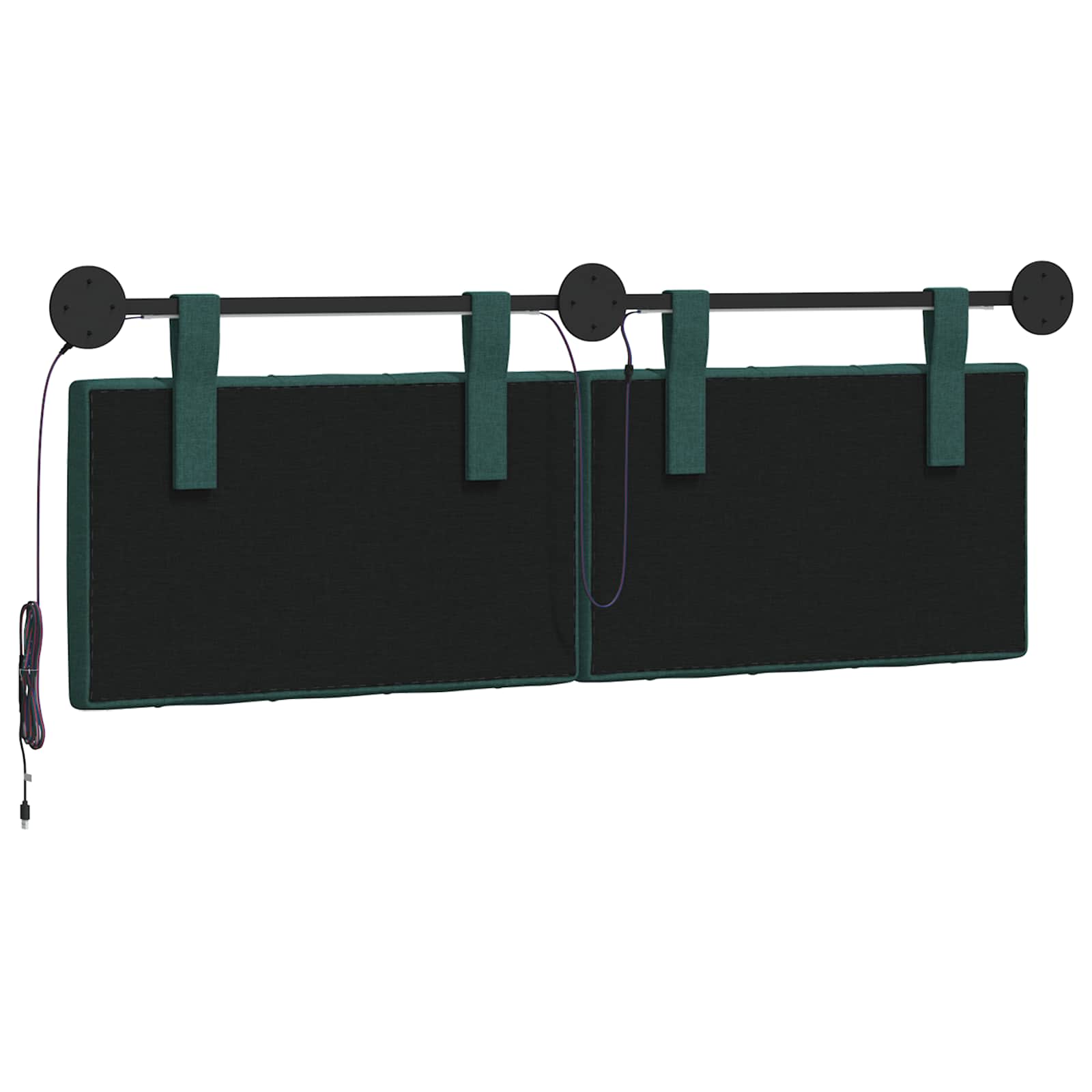 Tête de lit suspendue Avec lumière LED Vert foncé Tissu - XIOS