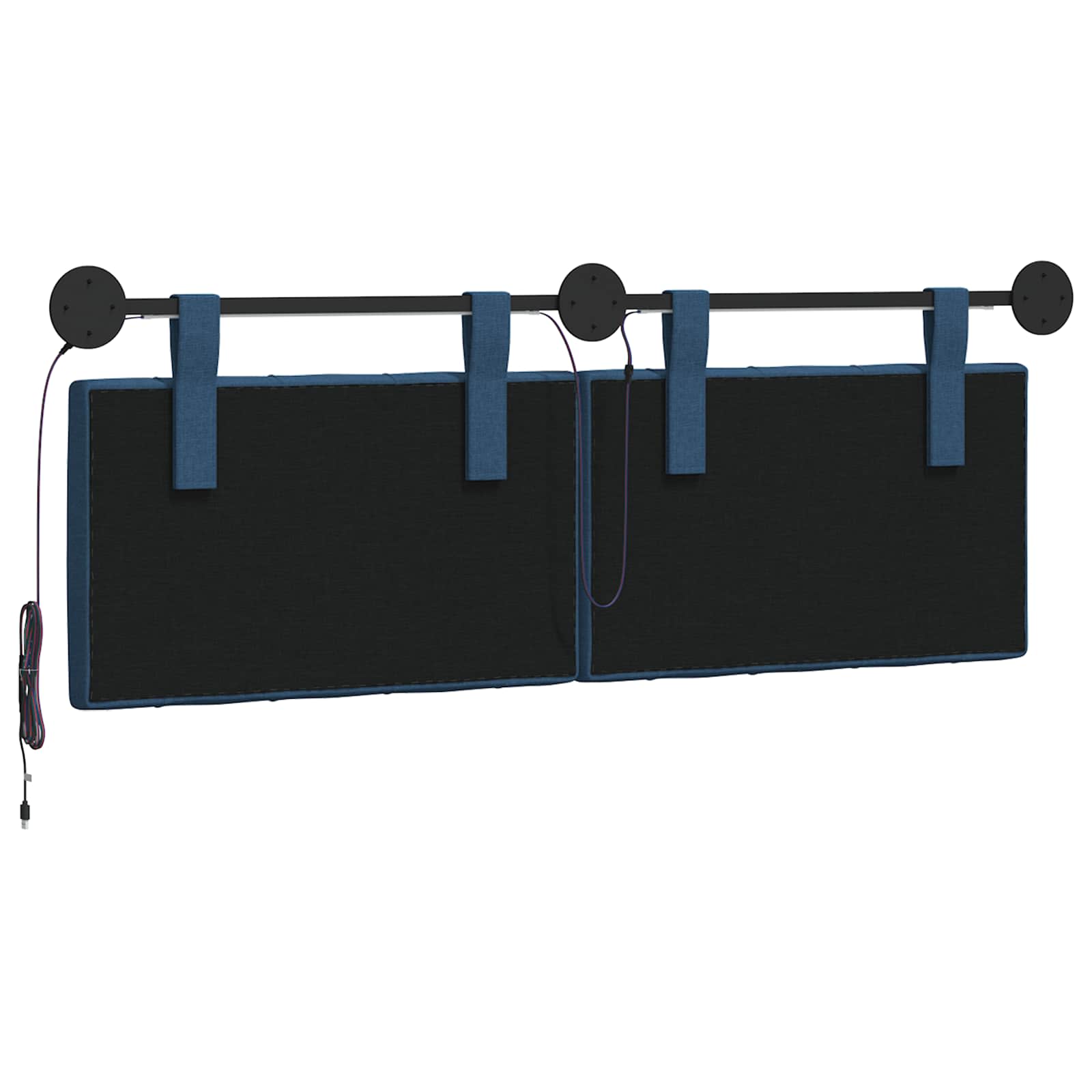 Tête de lit suspendue Avec lumière LED Bleu Tissu - XIOS