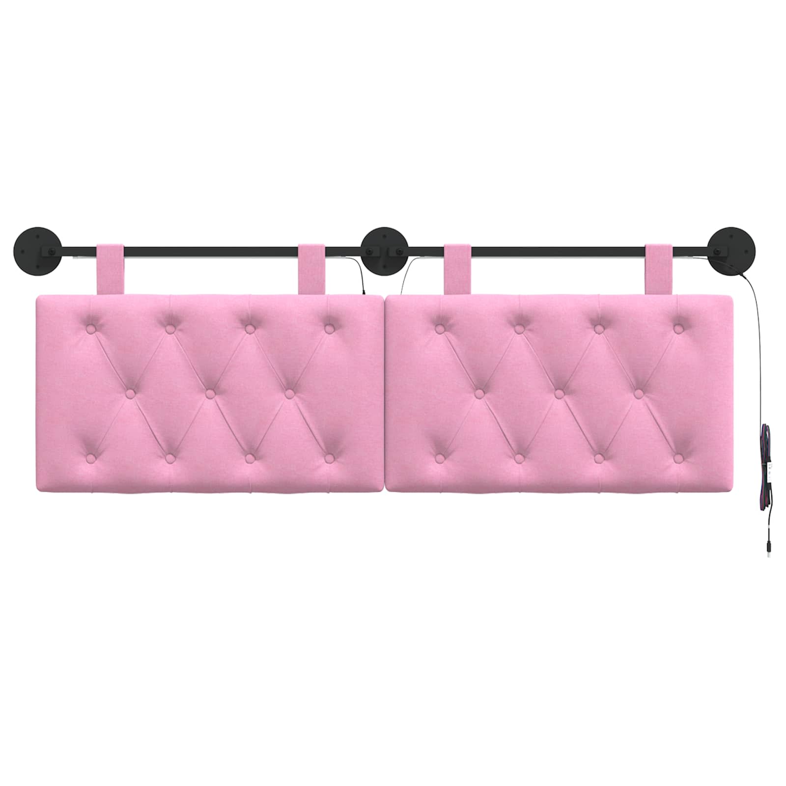 Tête de lit suspendue Avec lumière LED Rose Tissu - XIOS