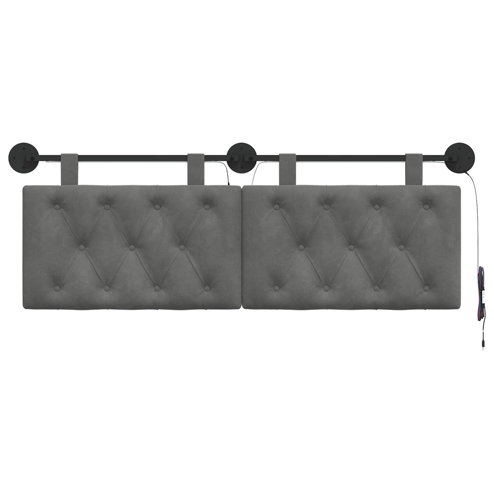 Tête de lit suspendue Avec lumière LED Gris foncé Velours - XIOS