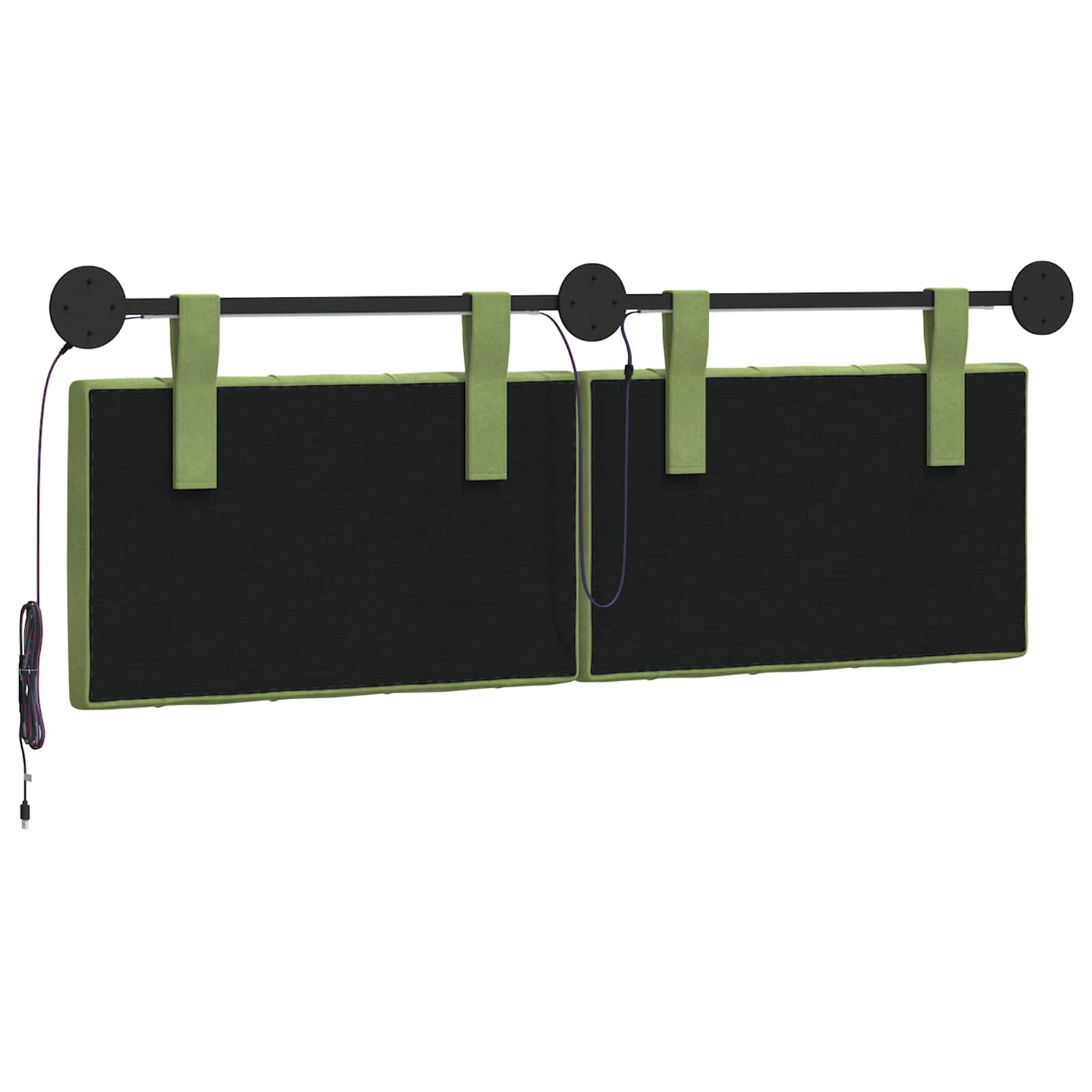 Tête de lit suspendue Avec lumière LED Vert clair Velours - XIOS
