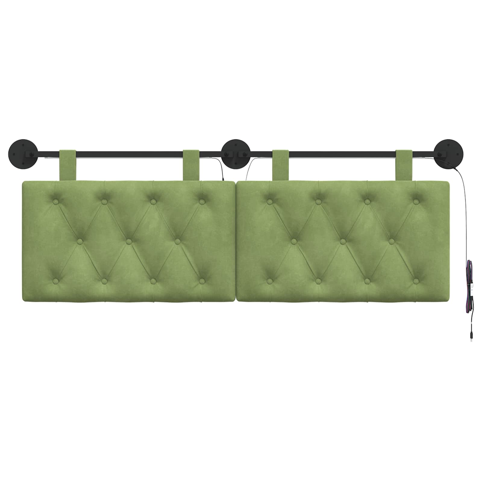 Tête de lit suspendue Avec lumière LED Vert clair Velours - XIOS