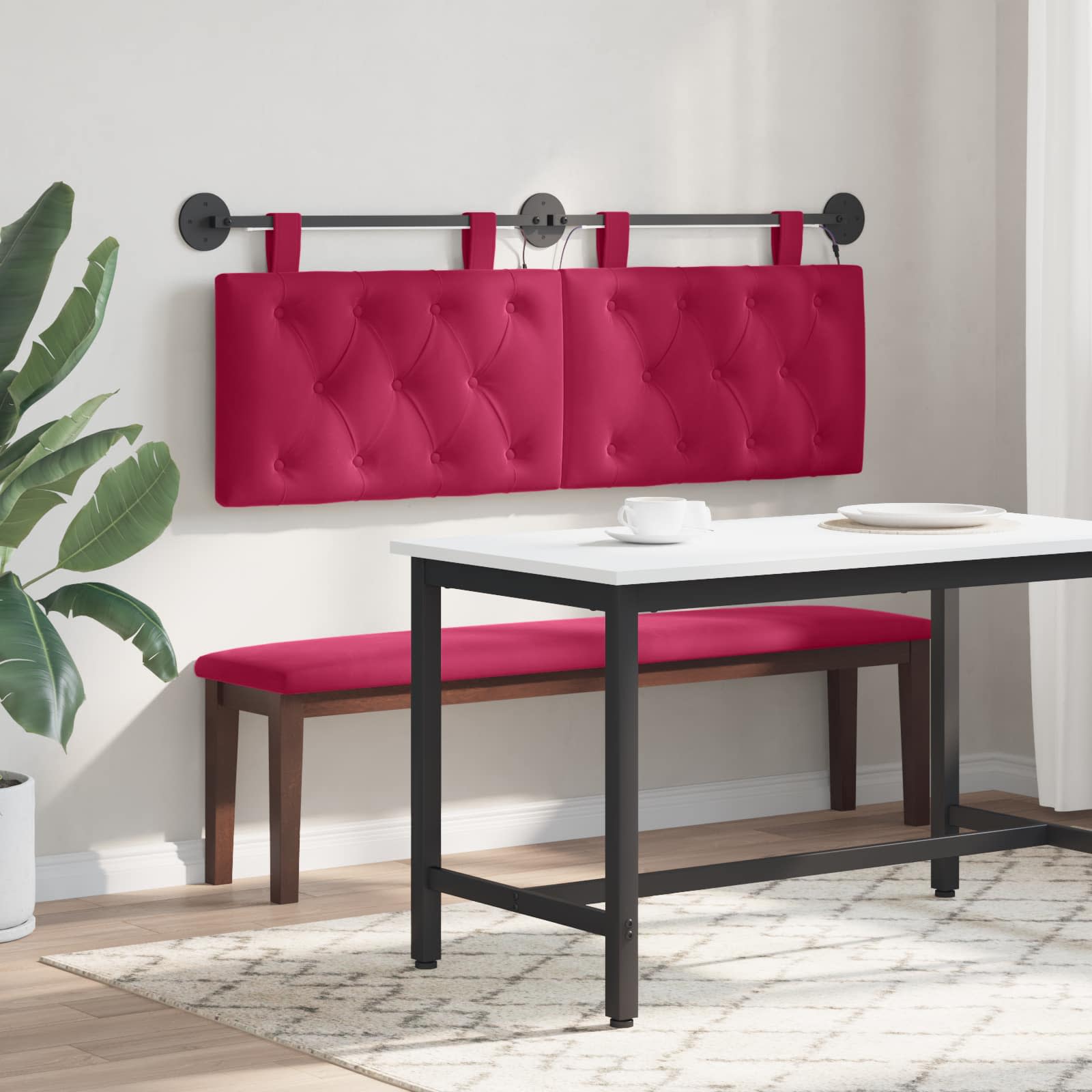 Tête de lit suspendue Avec lumière LED Bordeaux Velours - XIOS