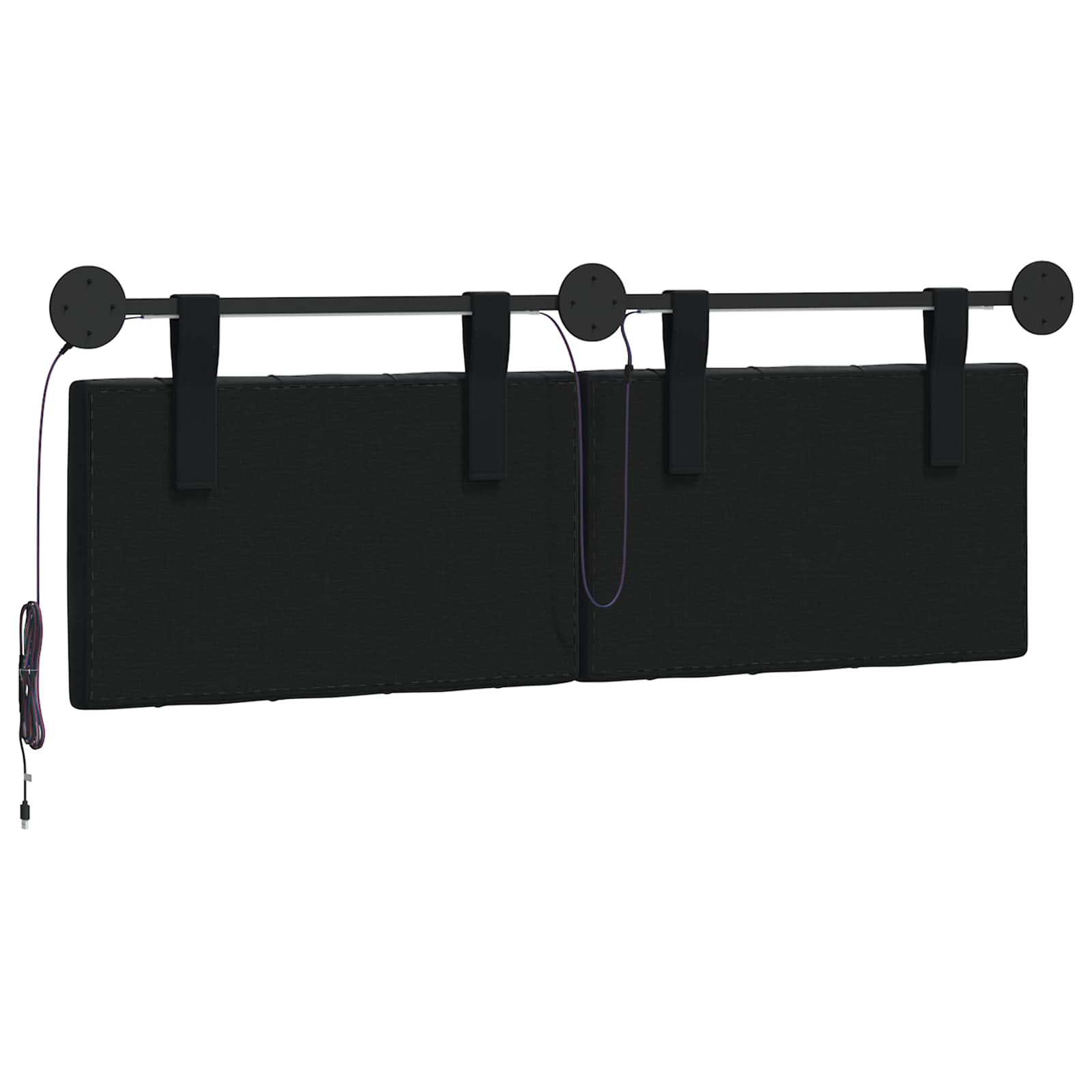 Tête de lit suspendue Avec lumière LED Noir Velours - XIOS