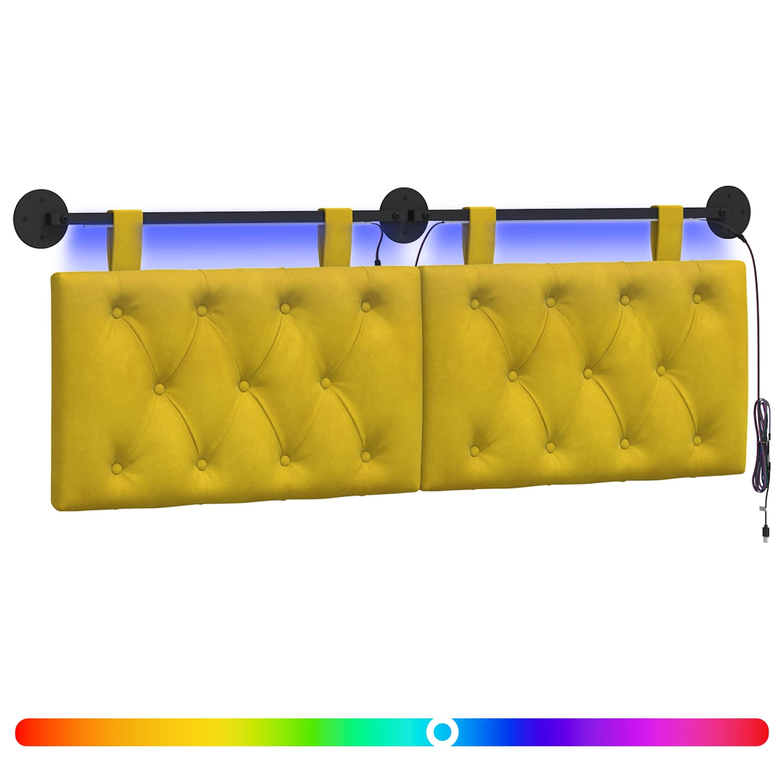 Tête de lit suspendue Avec lumière LED Jaune Velours - XIOS