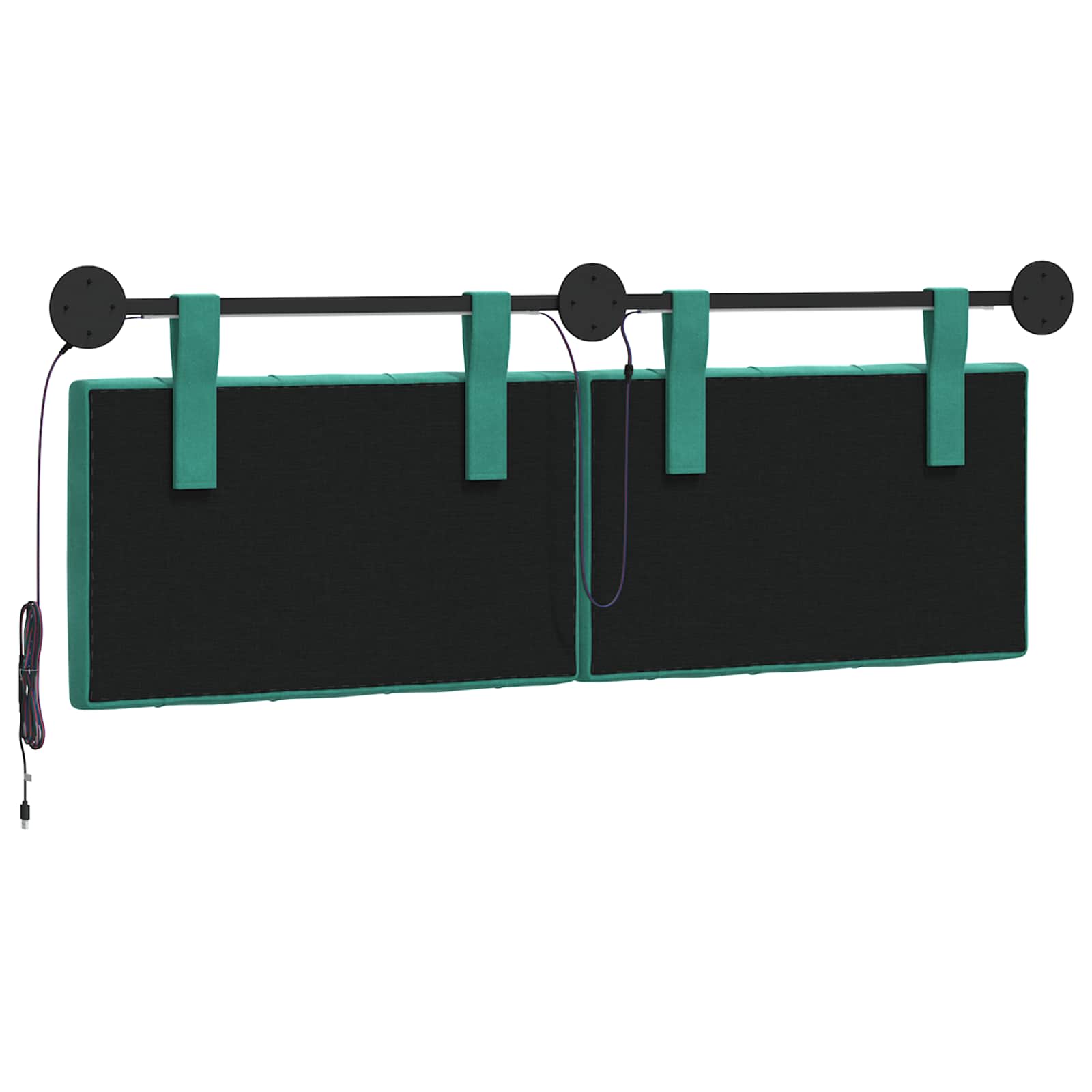 Tête de lit suspendue Avec lumière LED Turquoise Velours - XIOS