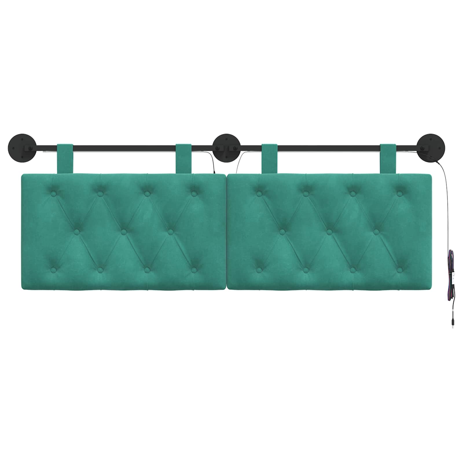 Tête de lit suspendue Avec lumière LED Turquoise Velours - XIOS