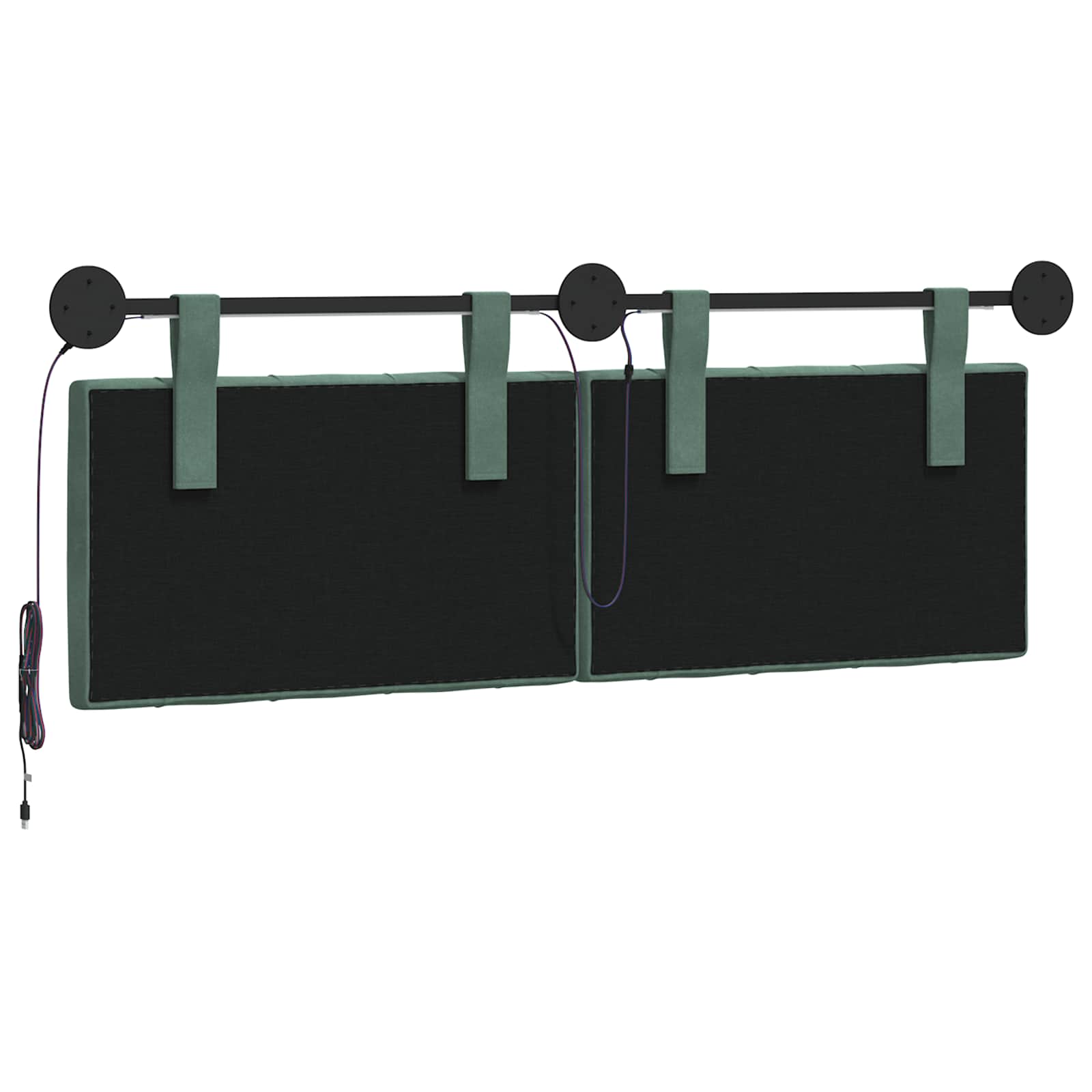 Tête de lit suspendue Avec lumière LED Vert Mer Velours - XIOS