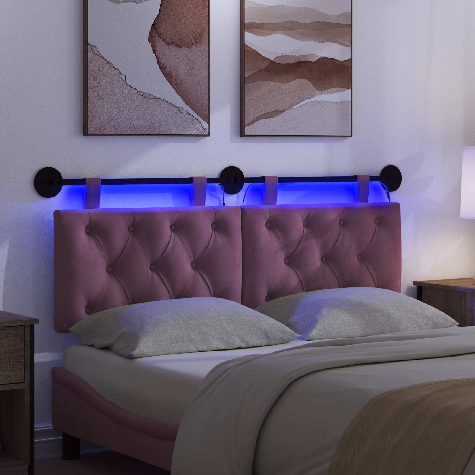 Tête de lit suspendue Avec lumière LED Pourpre Velours - XIOS