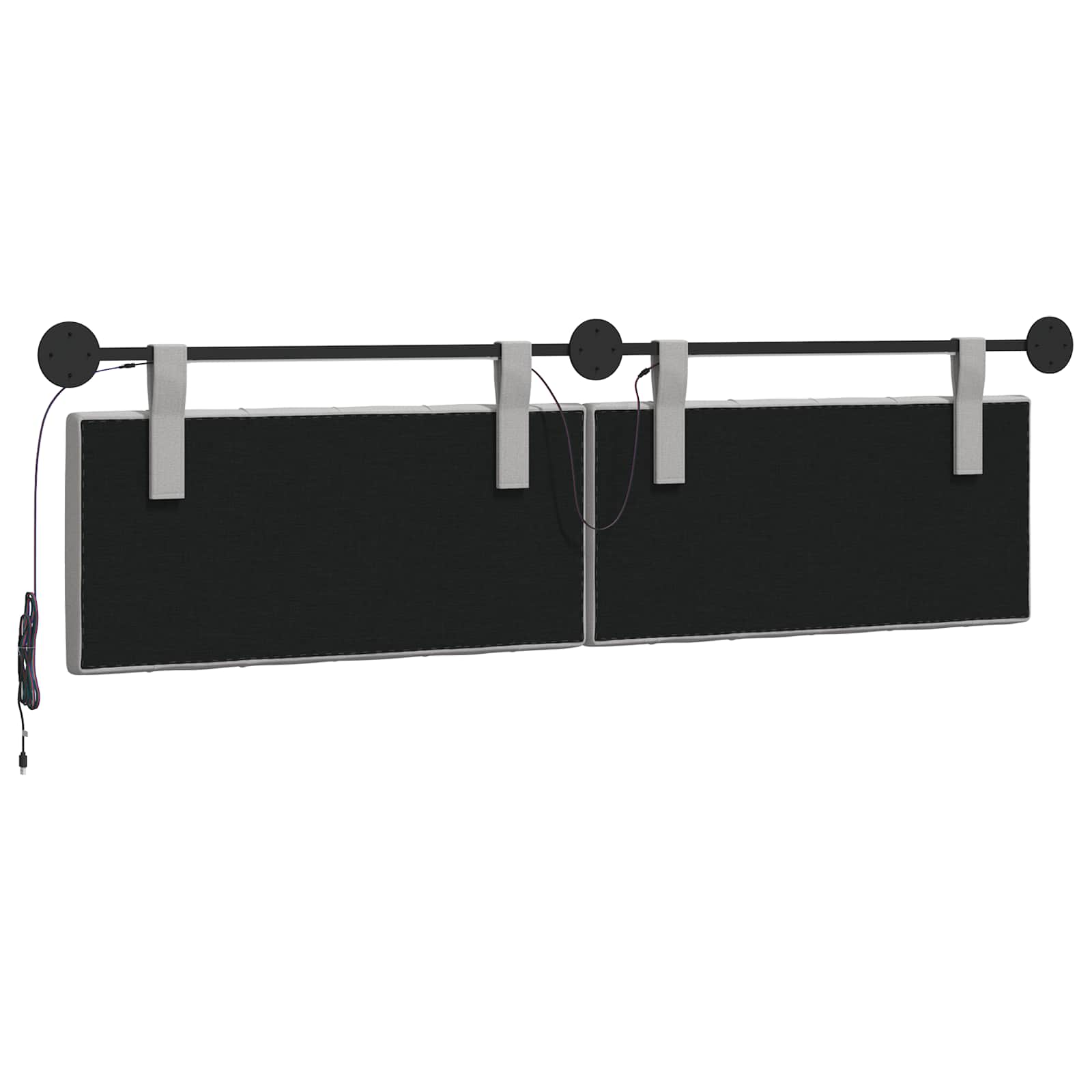 Tête de lit suspendue Avec lumière LED Gris nuage Tissu - XIOS