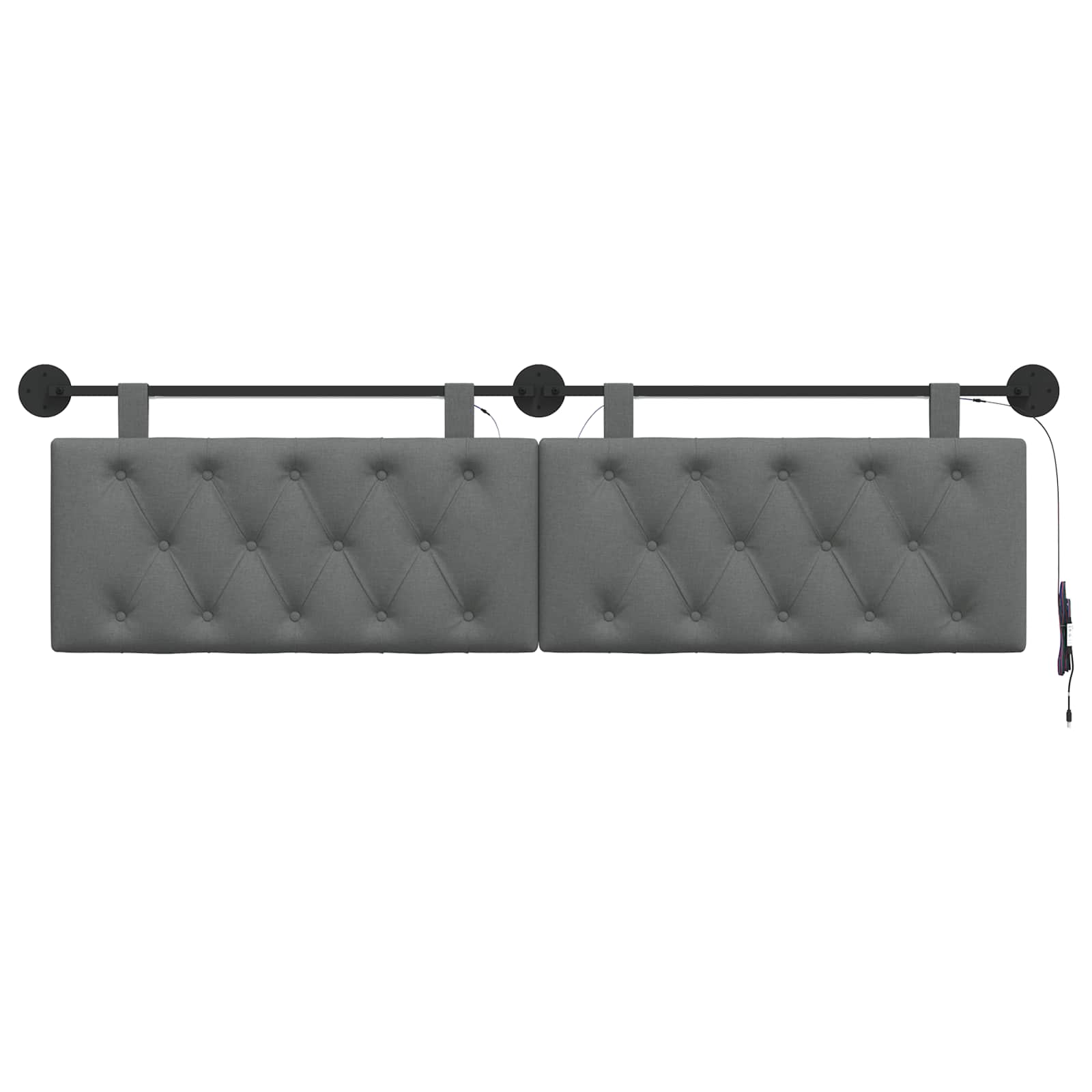 Tête de lit suspendue Avec lumière LED Gris foncé Tissu - XIOS